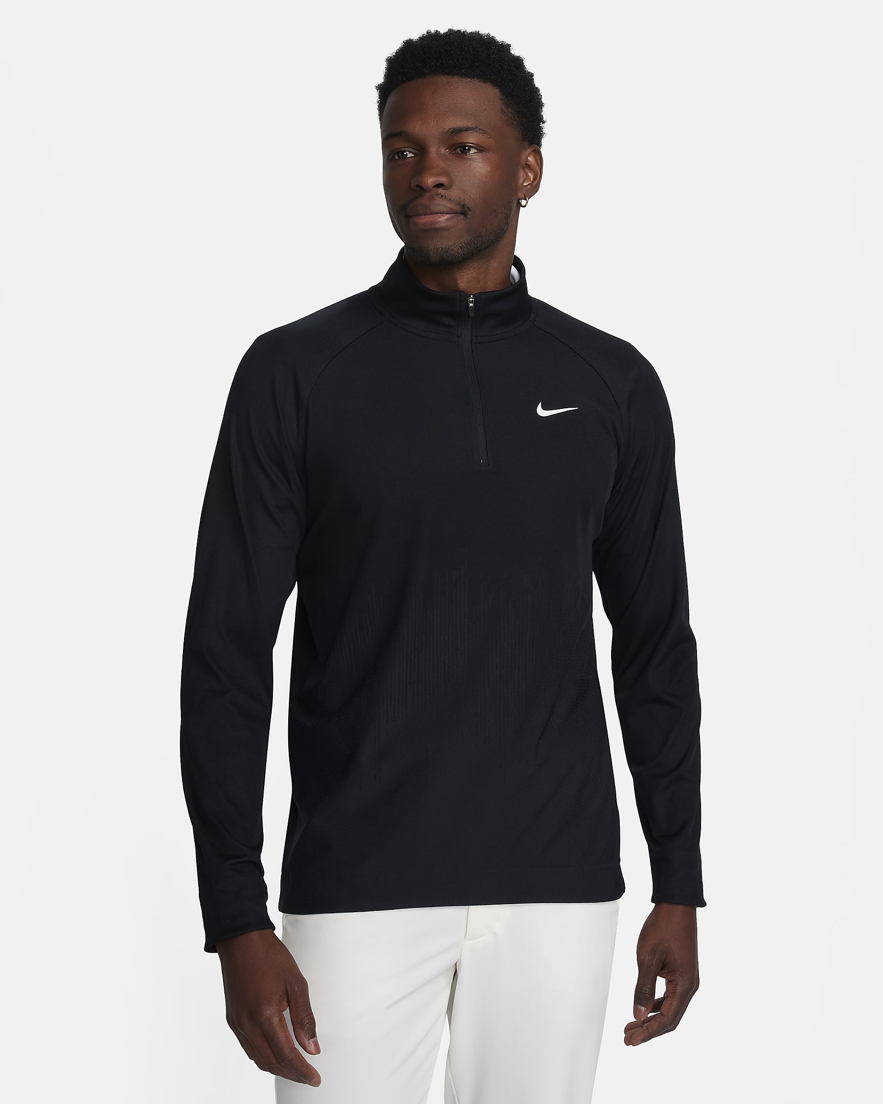 Pánské golfové tričko Nike Tour Dri-FIT ADV s polovičním zipem - Černá/Černá/Bílá