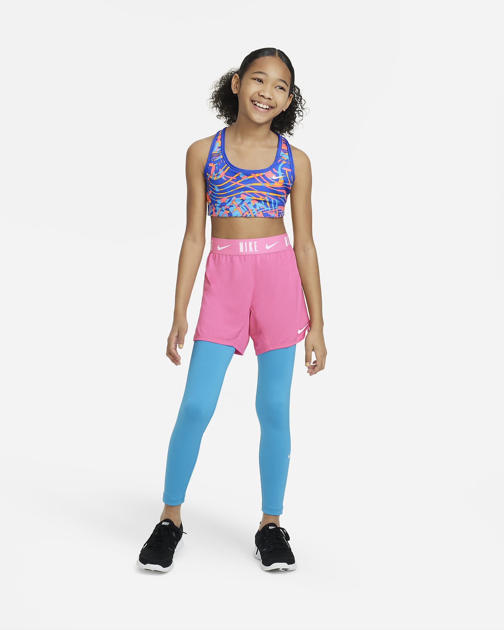 Nike Swoosh Older Kids' (Girls') Reversible Sports Bra - Hyper Royal/Baltic Blue