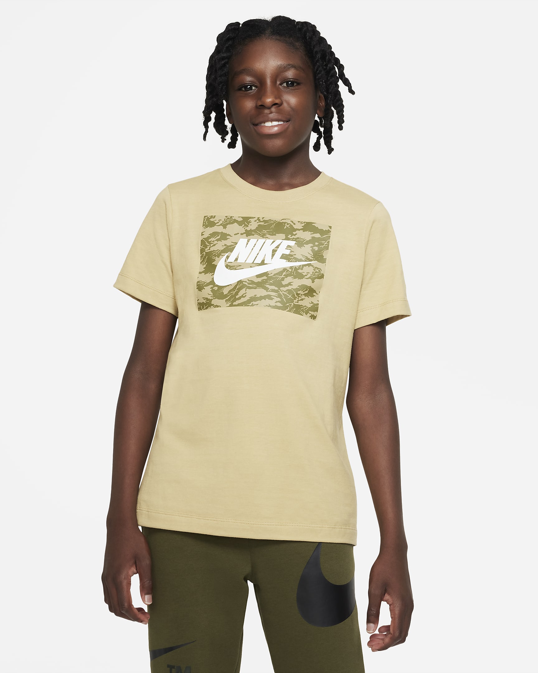 Nike Sportswear Big Kids' (Boys') T-Shirt - Wheat Grass