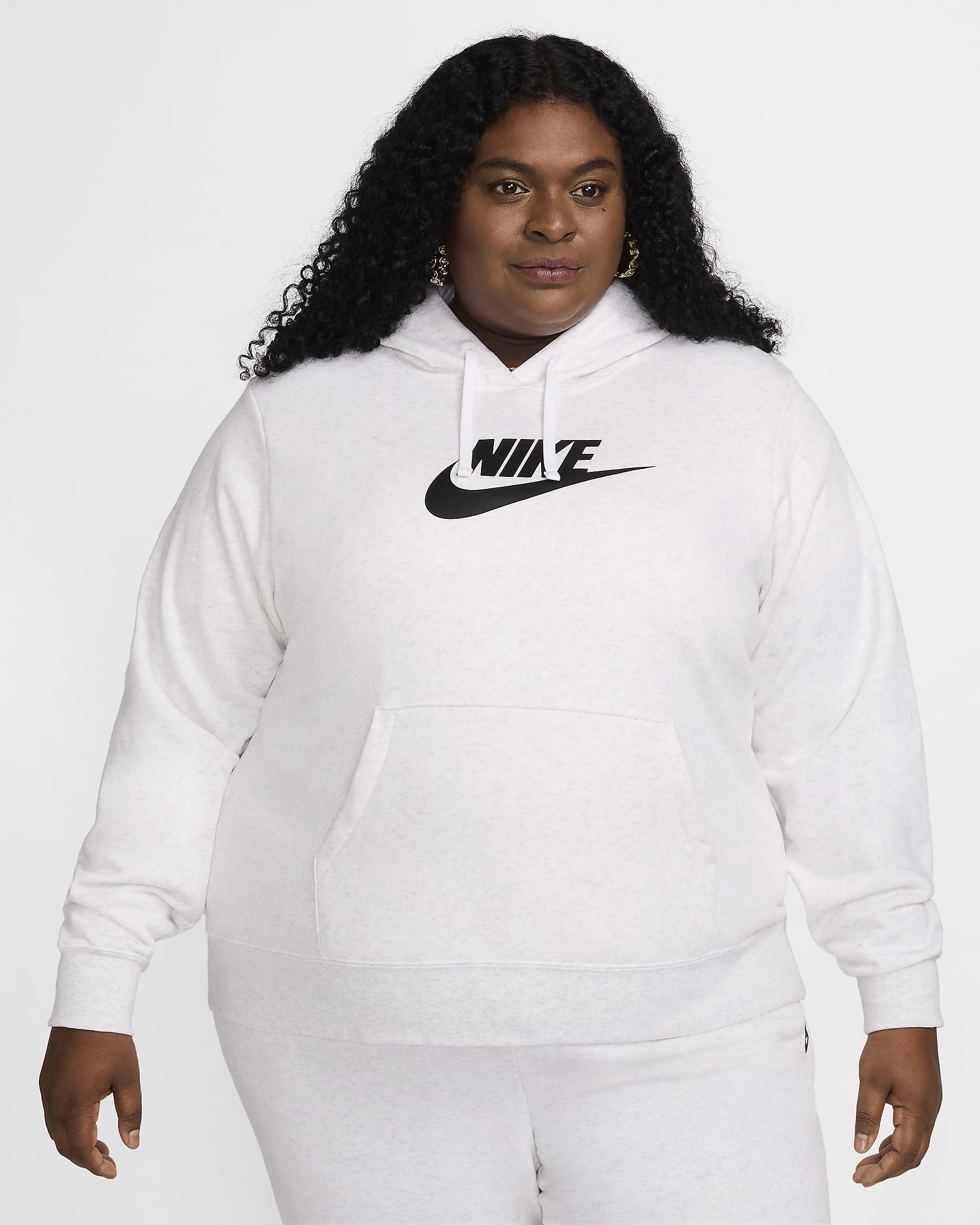Nike Sportswear Club Fleece Women's Pullover Hoodie (Plus Size) - Birch Heather/Black