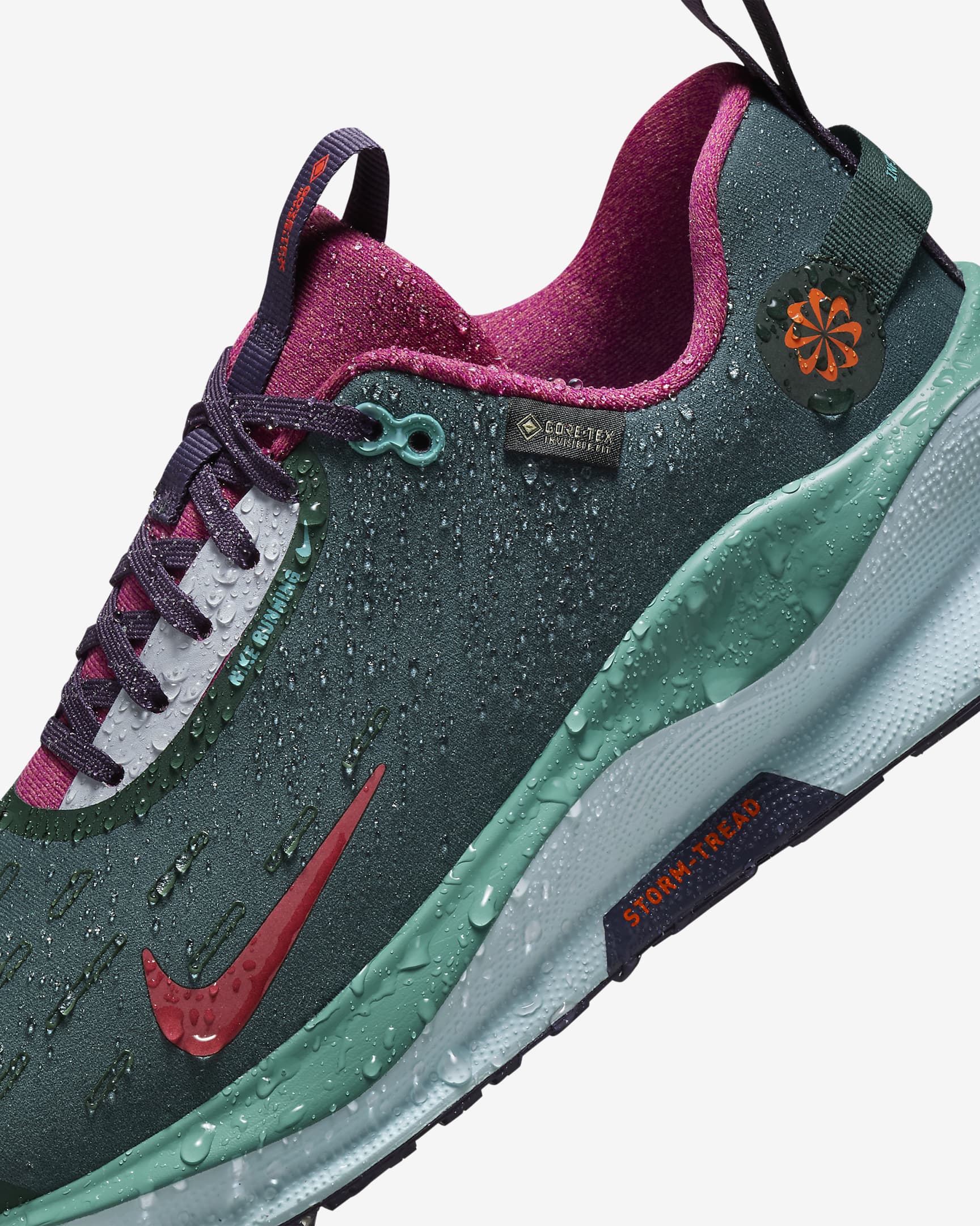 Damskie wodoszczelne buty do biegania po asfalcie Nike InfinityRN 4 GORE-TEX - Vintage Green/Dark Raisin/Green Frost/Bright Crimson