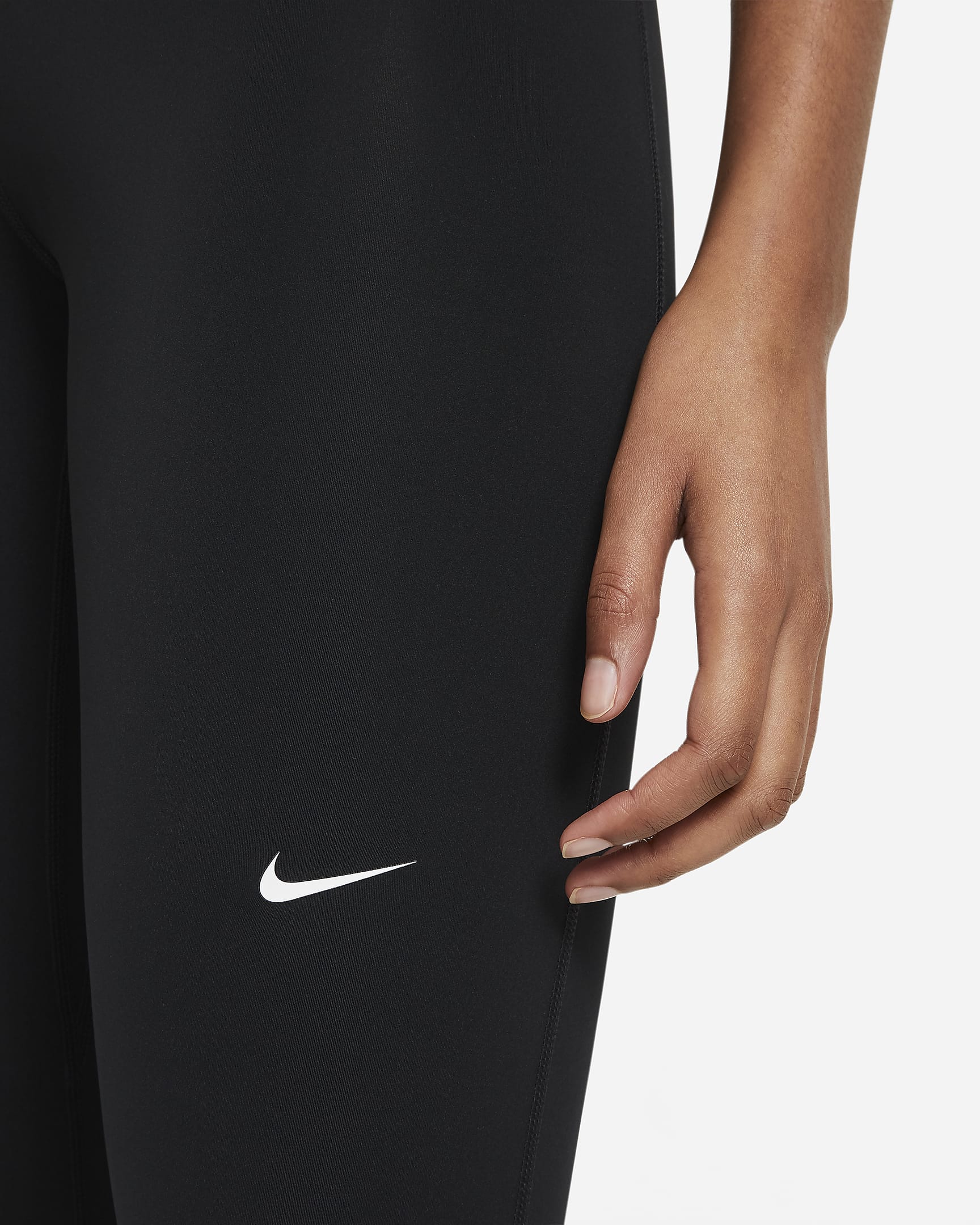 Nike Pro Women's Mid-Rise Mesh-Paneled Leggings - Black/White