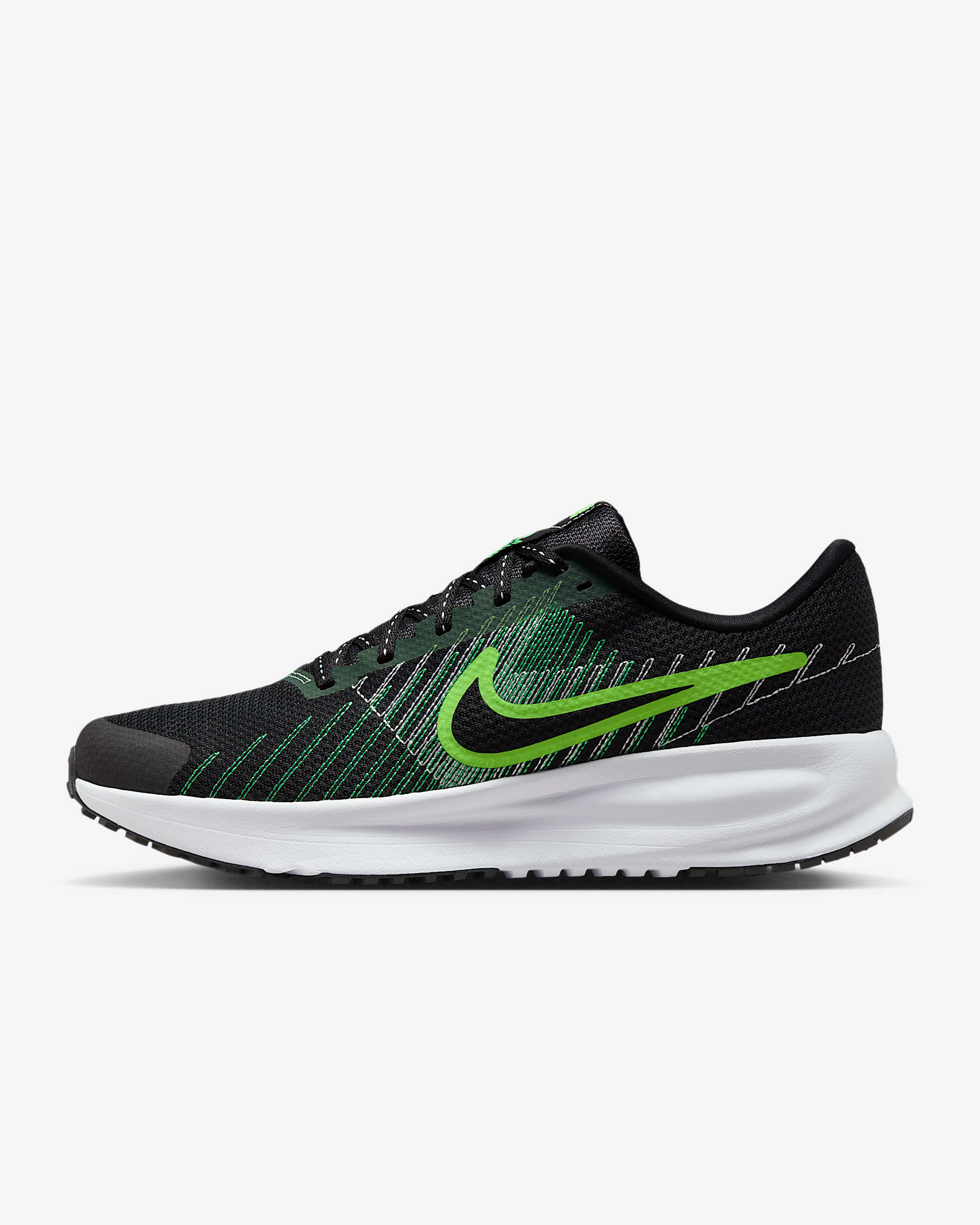 Nike Run Defy Men's Road Running Shoes - Black/Green Shock/White/Green Strike