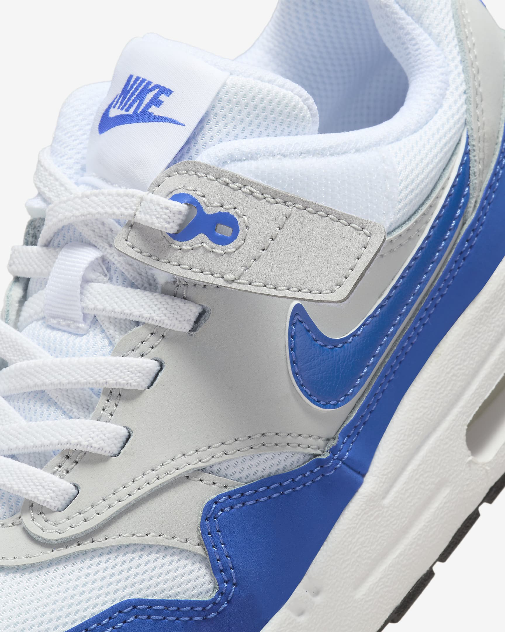 Nike Air Max 1 EasyOn Little Kids' Shoes - White/Neutral Grey/Black/Game Royal