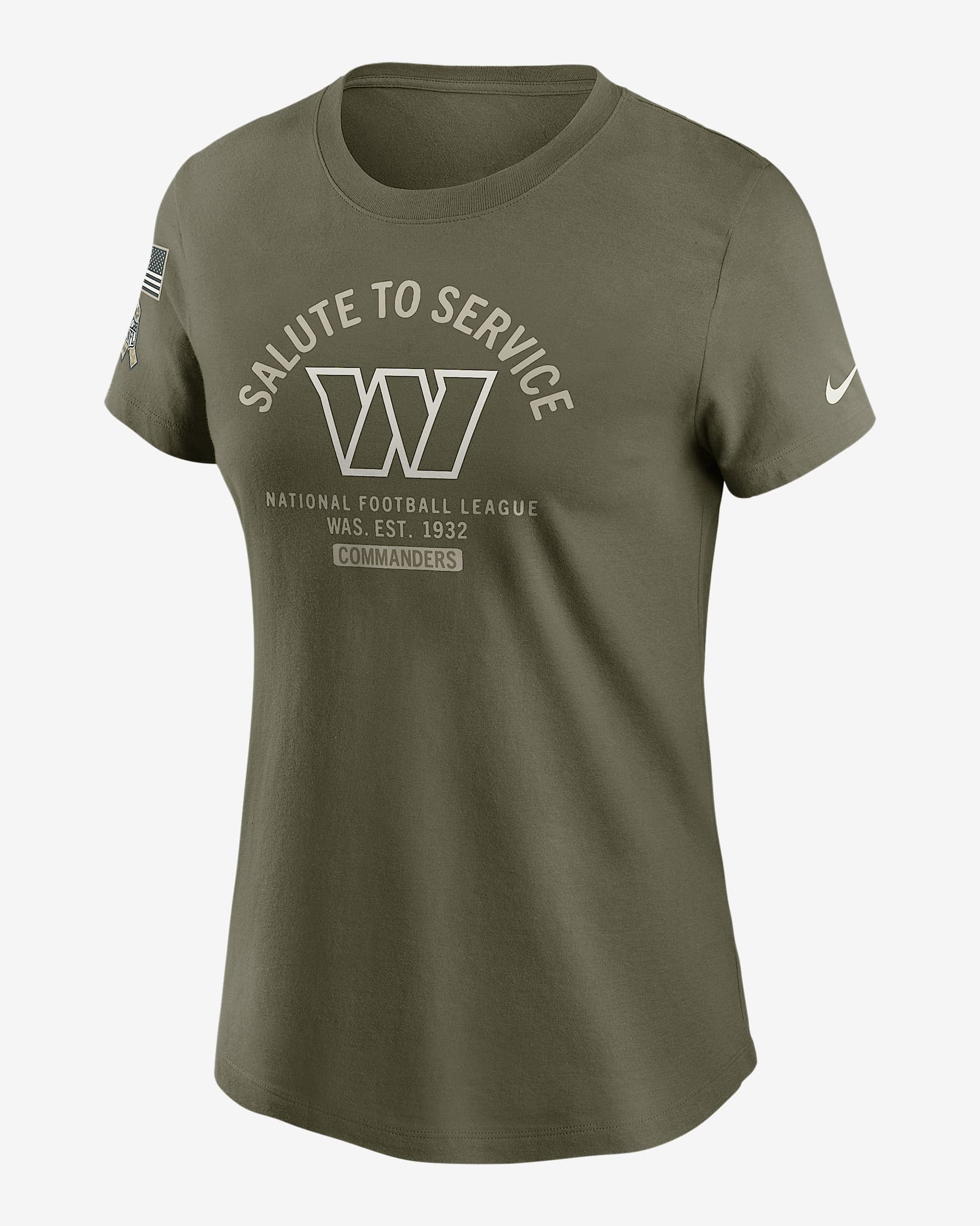 Washington Commanders Salute to Service Sideline Women's Nike NFL T-Shirt - Olive