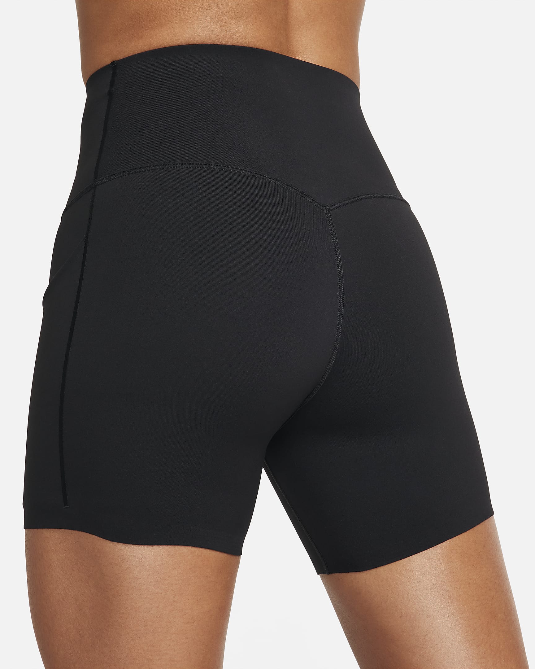 Nike Universa-cykelshorts (13 cm) med medium støtte, høj talje og lommer til kvinder - sort/sort