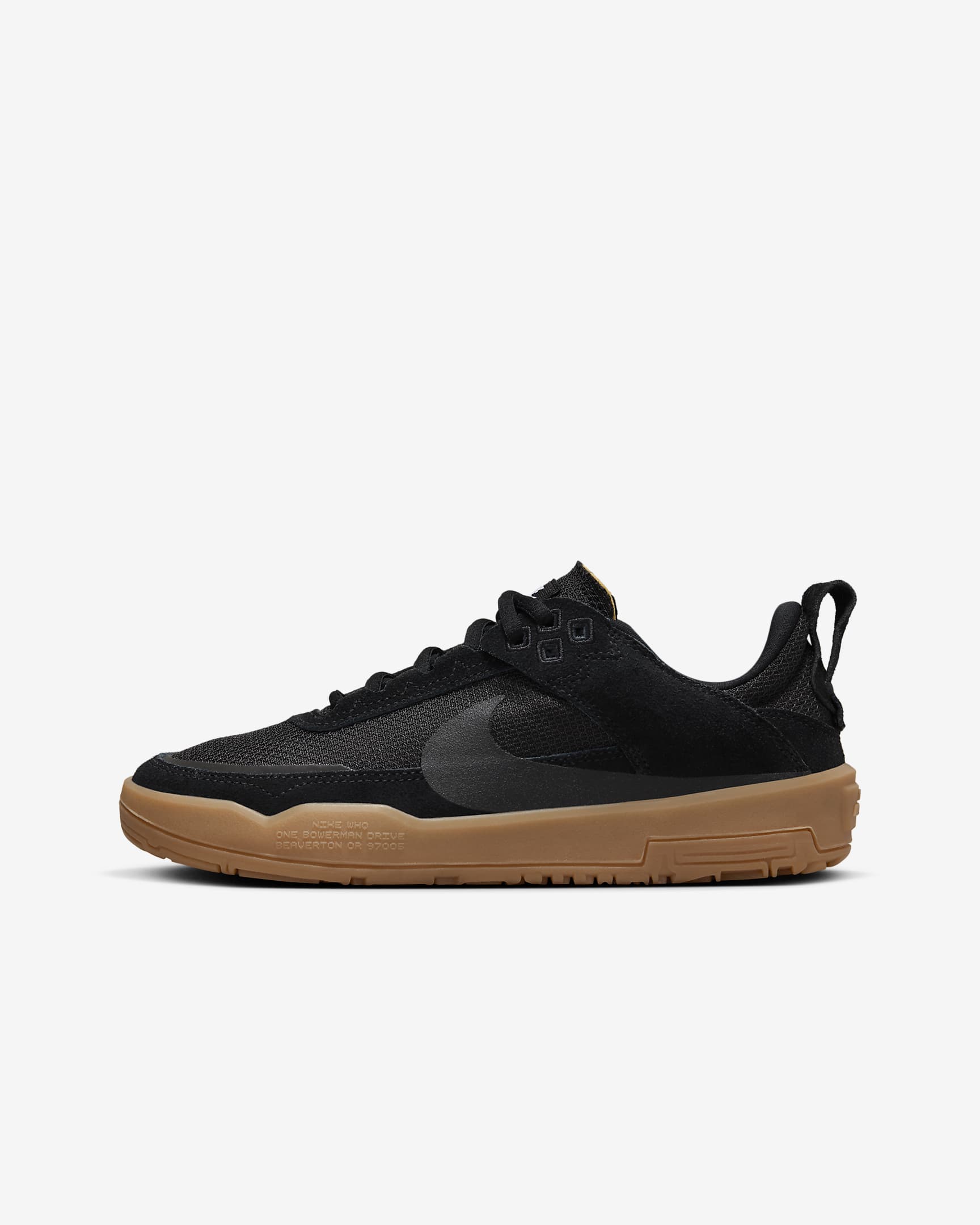 Nike SB Day One-skatersko til større børn - sort/Gum Light Brown/hvid/sort