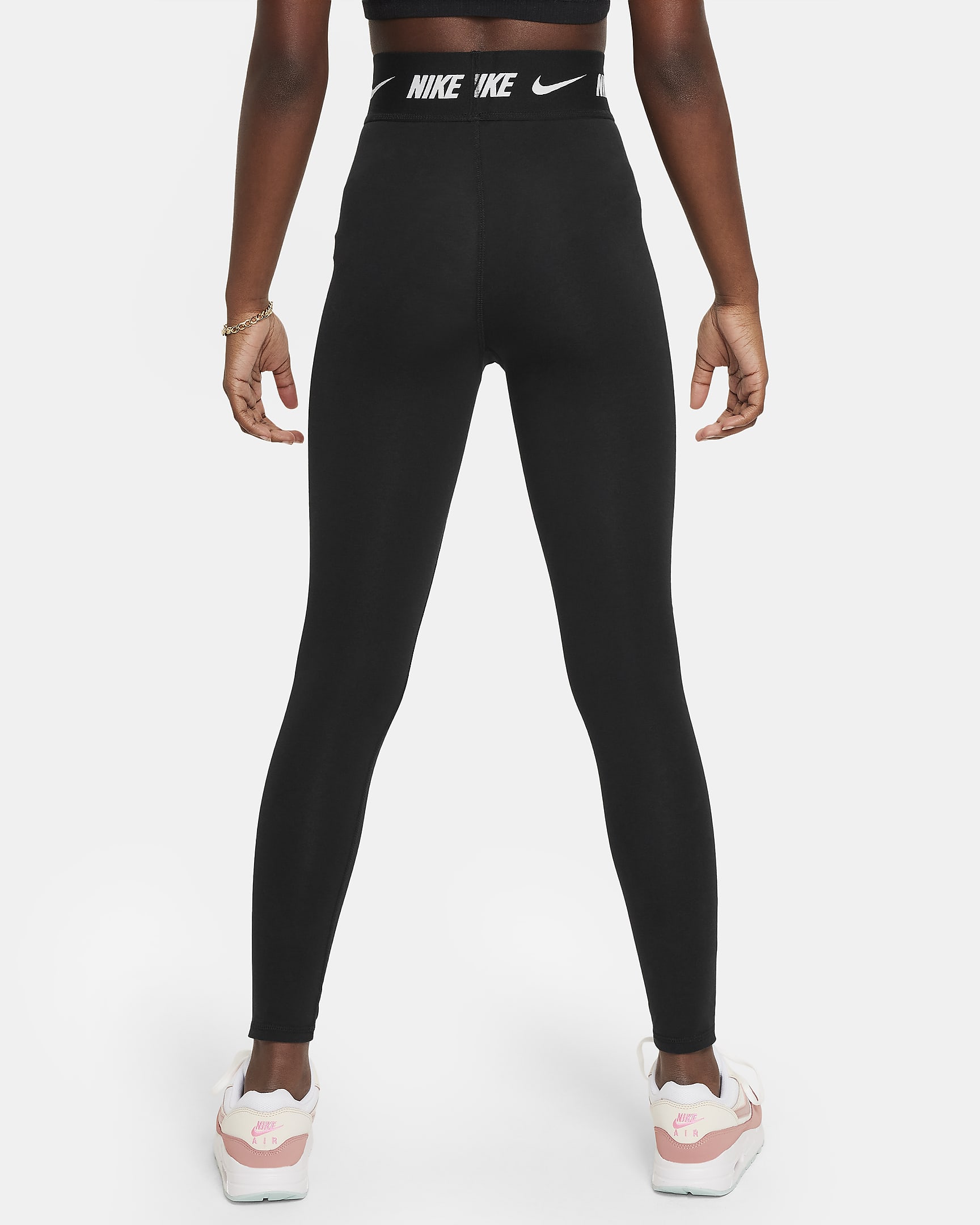 Nike Sportswear Favourites Older Kids' (Girls') High-Waisted Leggings - Black/Dark Smoke Grey