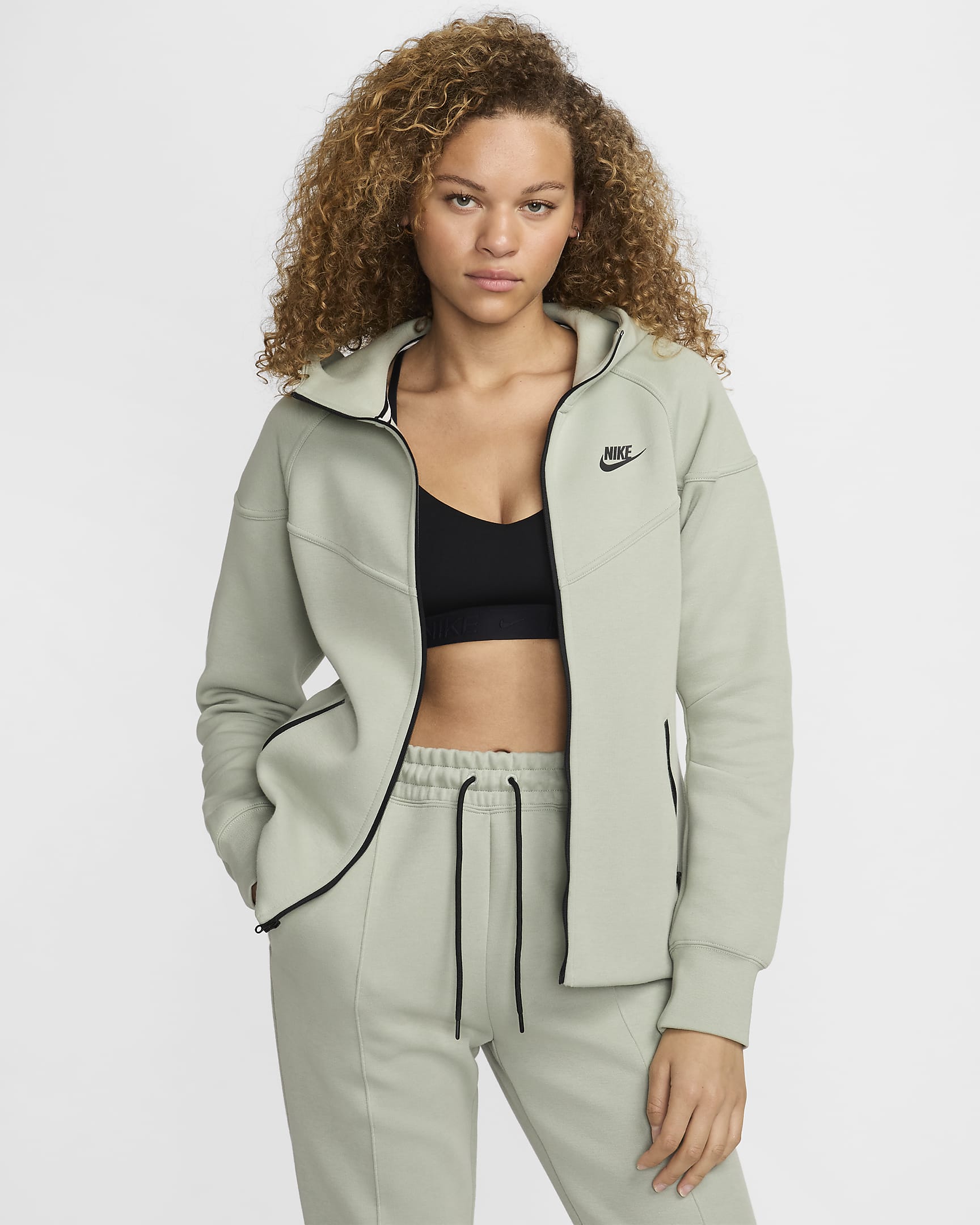 Sweat à capuche et zip Nike Sportswear Tech Fleece Windrunner pour femme - Jade Horizon/Noir