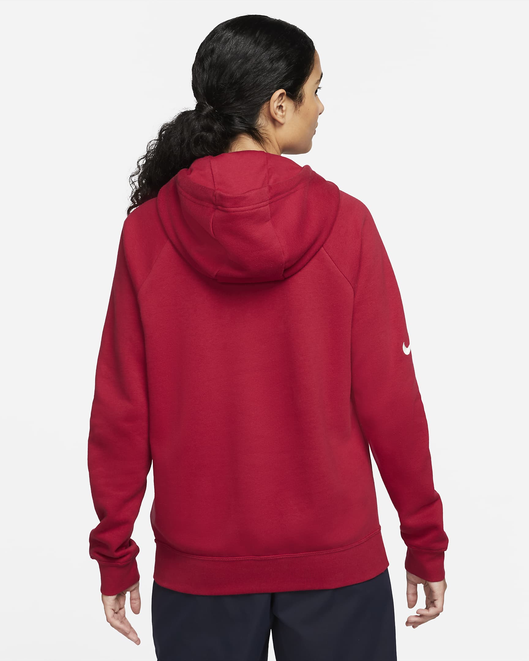 Sudadera con gorro sin cierre de tejido Fleece para mujer Nike FC Barcelona Essential - Rojo noble/Azul royal intenso/Marfil pálido