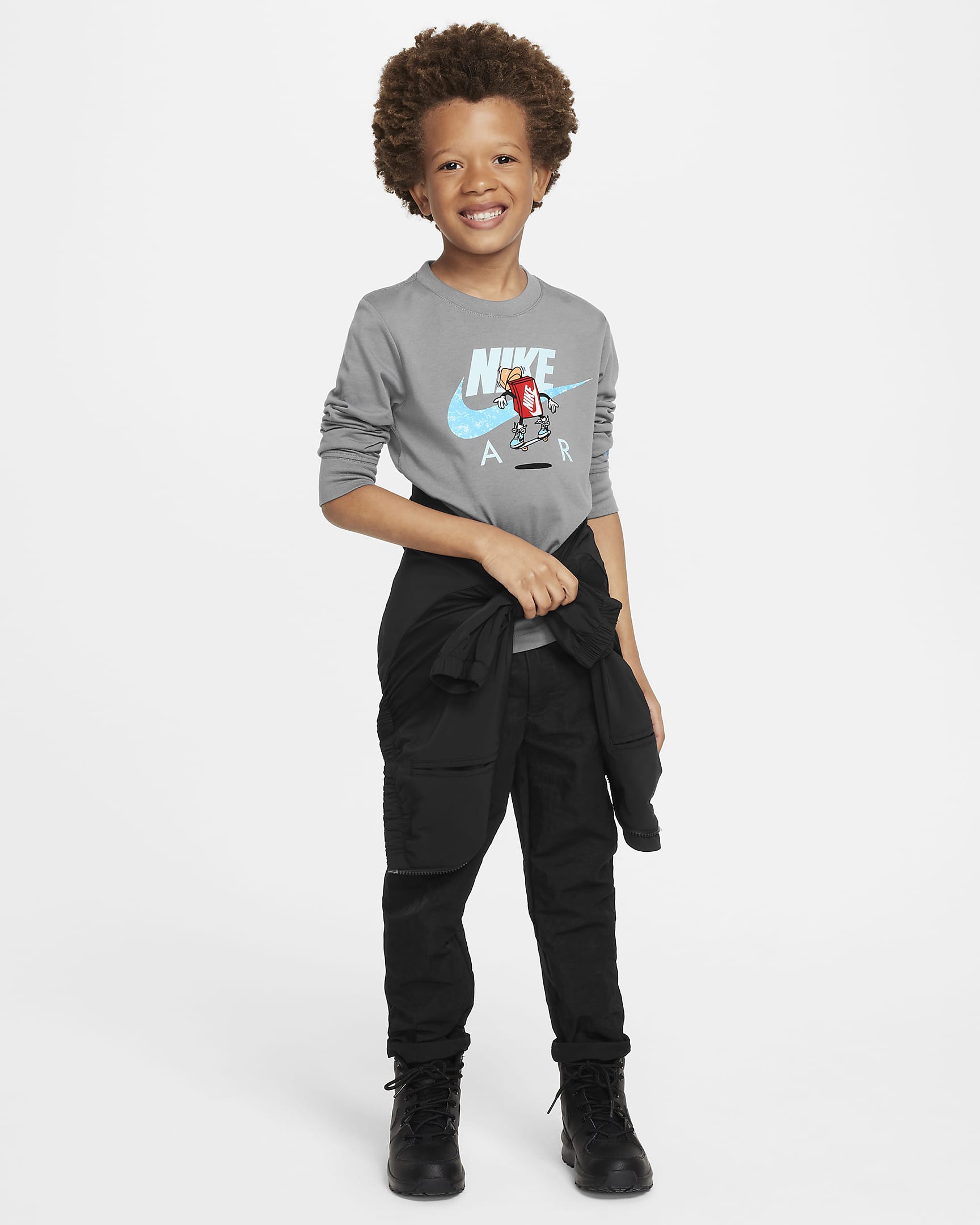 Nike Little Kids' Boxy Air Long Sleeve T-Shirt - Smoke Grey