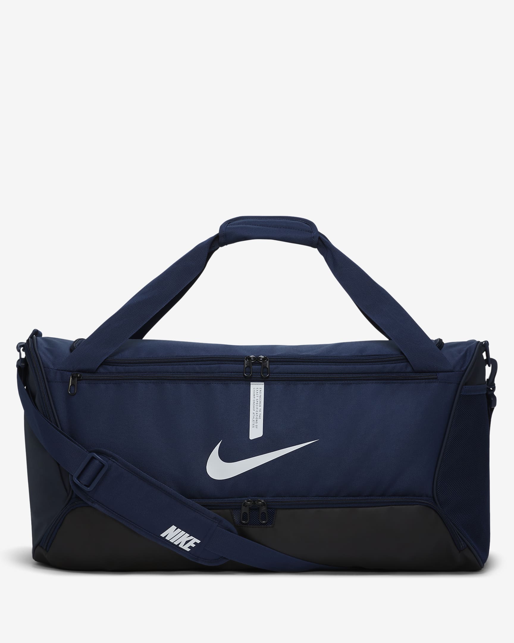 Nike Academy Team Bolsa de deporte de fútbol (Mediana, 60 l) - Midnight Navy/Negro/Blanco