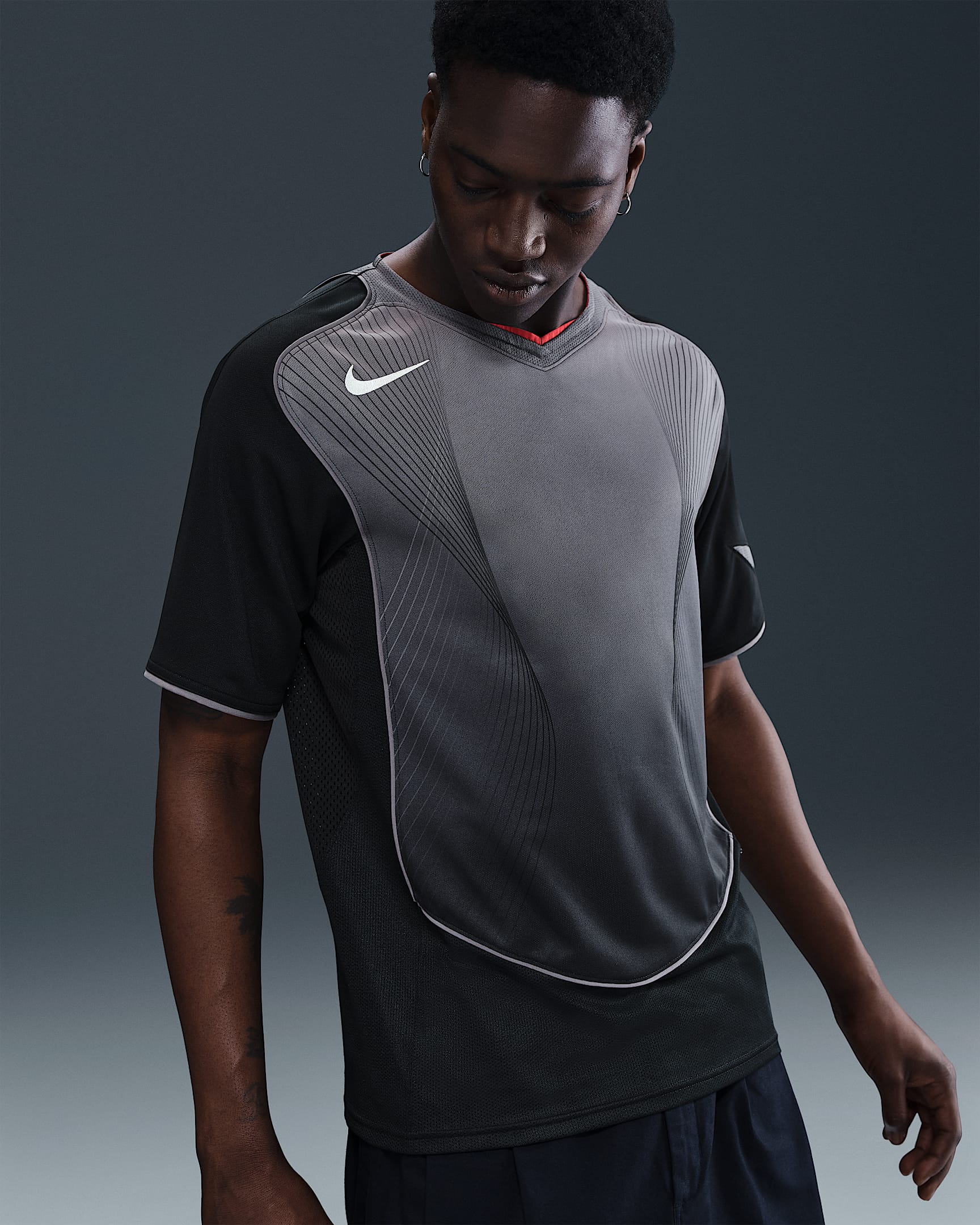 Nike Total 90 Men's Dri-FIT Short-Sleeve Football Shirt - Black/Light Graphite/Gym Red/Sail