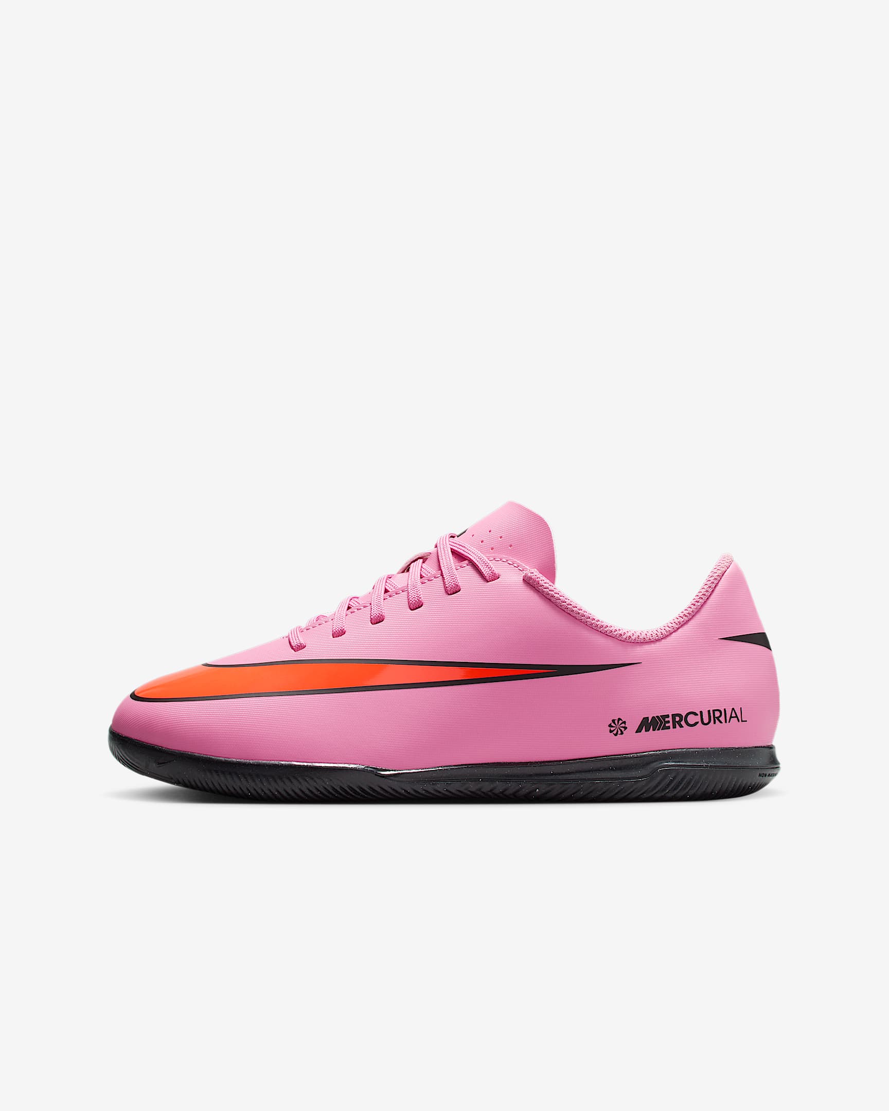 Nike Jr. Mercurial Vapor 16 Club Little/Big Kids' Indoor/Court Low-Top Soccer Shoes - Magic Flamingo/Total Crimson/Black