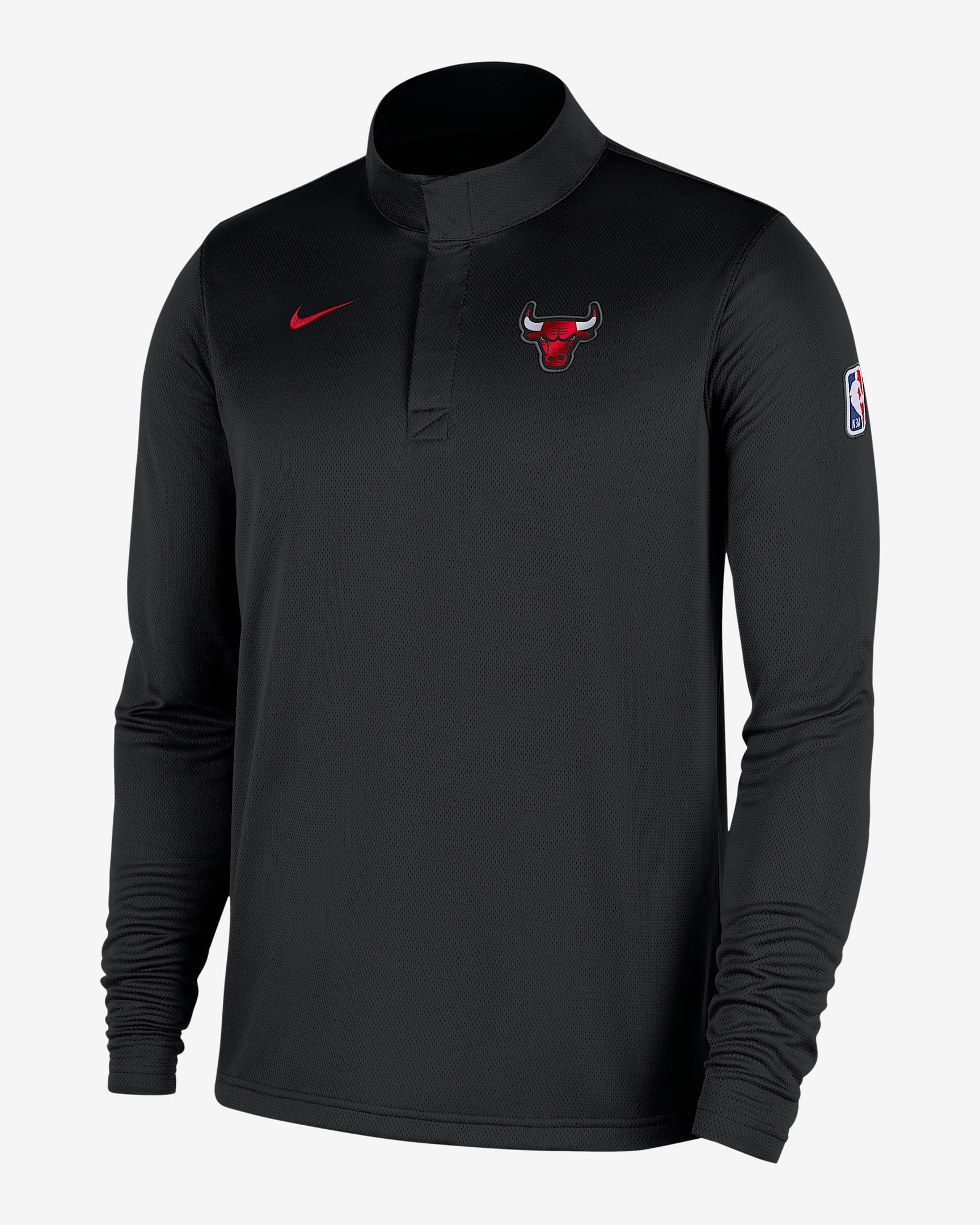 Chicago Bulls Men's Nike Dri-FIT NBA 1/4-Zip Long-Sleeve Top - Black/University Red