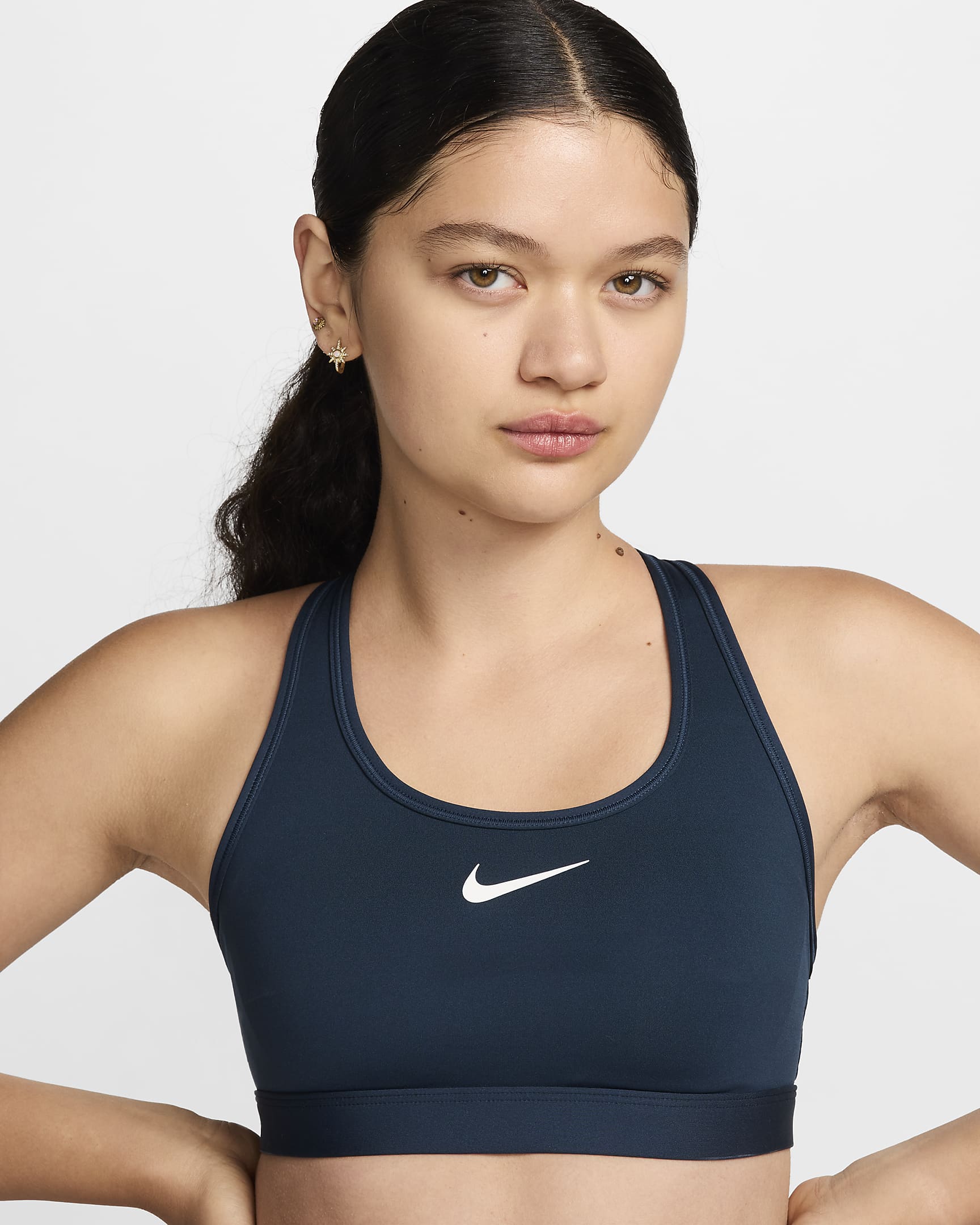 Nike Swoosh Medium Support Women's Padded Sports Bra - Armory Navy/White