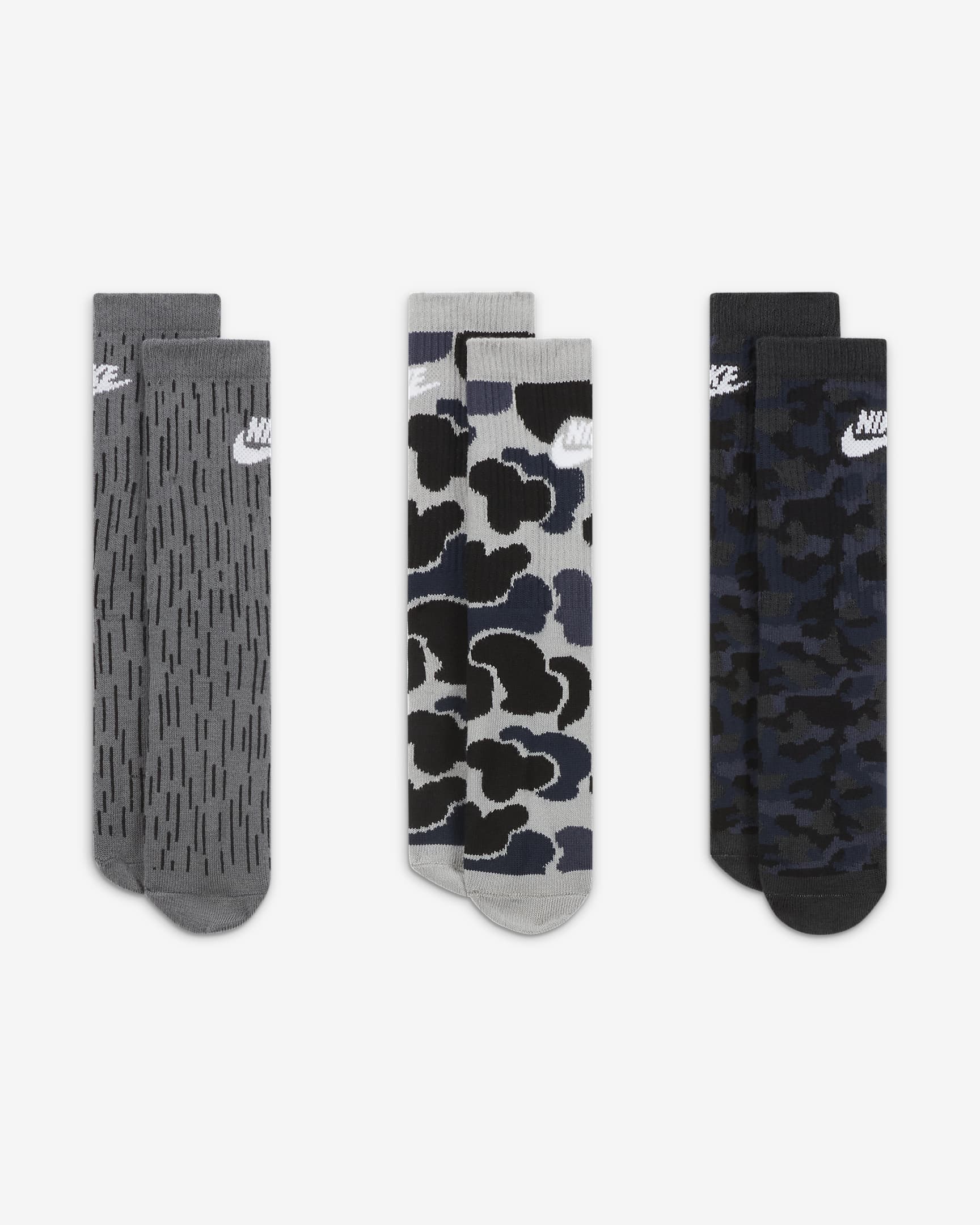 Calcetas camuflajeadas para niños de preescolar Nike Dri-FIT Crew Socks ...