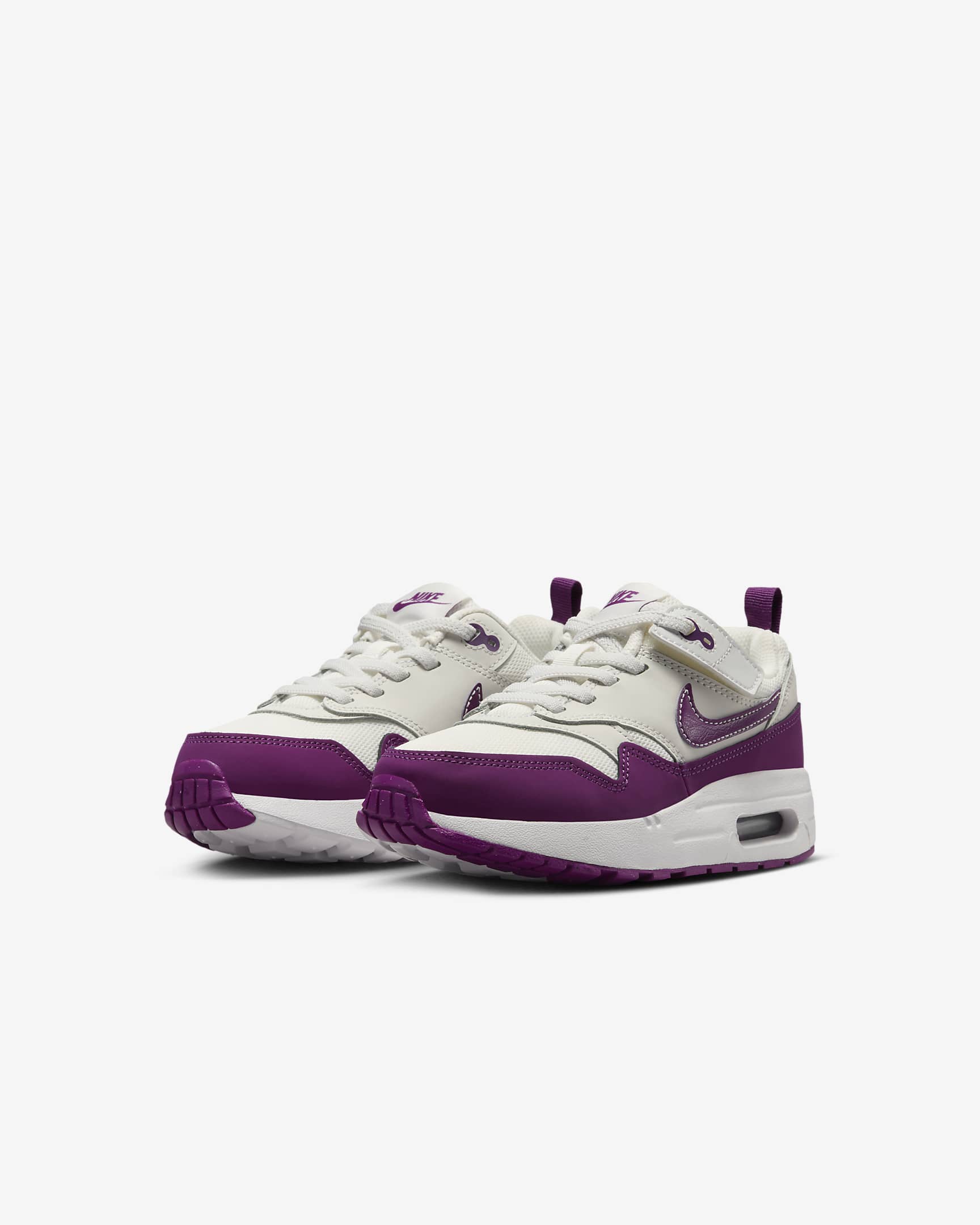 Nike Air Max 1 EasyOn Younger Kids' Shoes - Summit White/White/Viotech