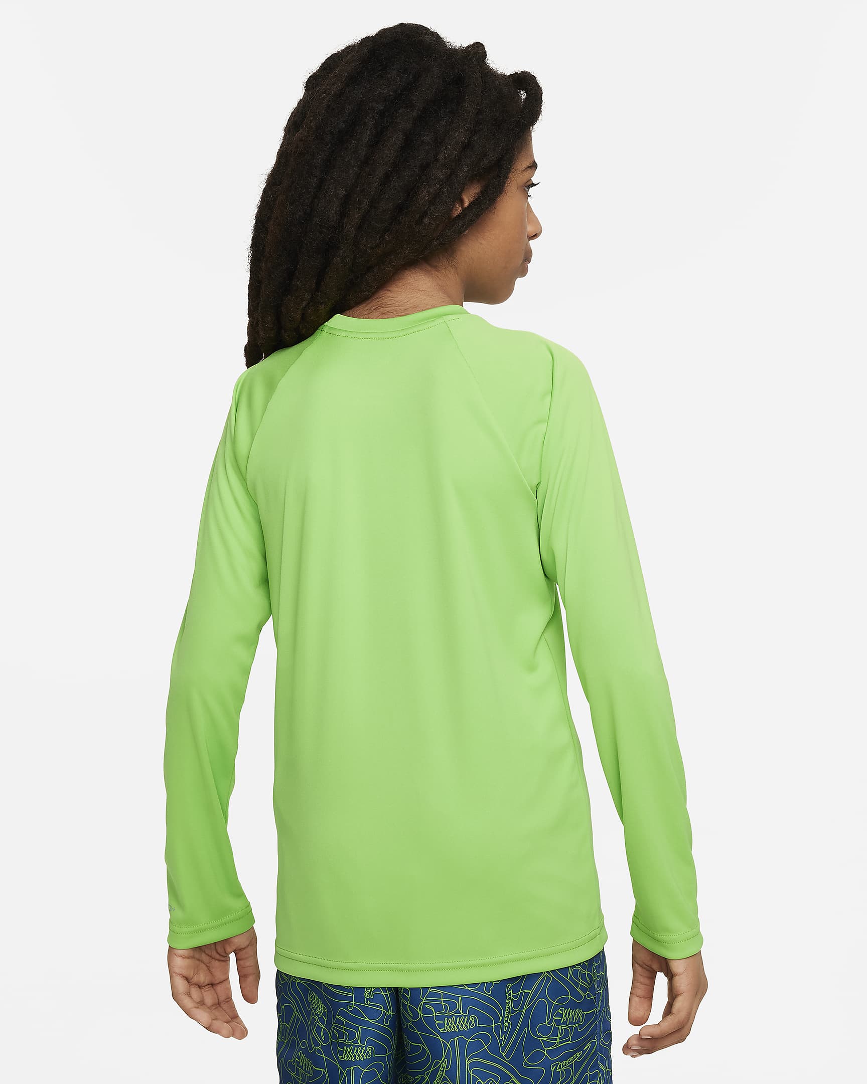 Playera de manga larga Hydroguard para niño talla grande Nike Swim - Verde acción