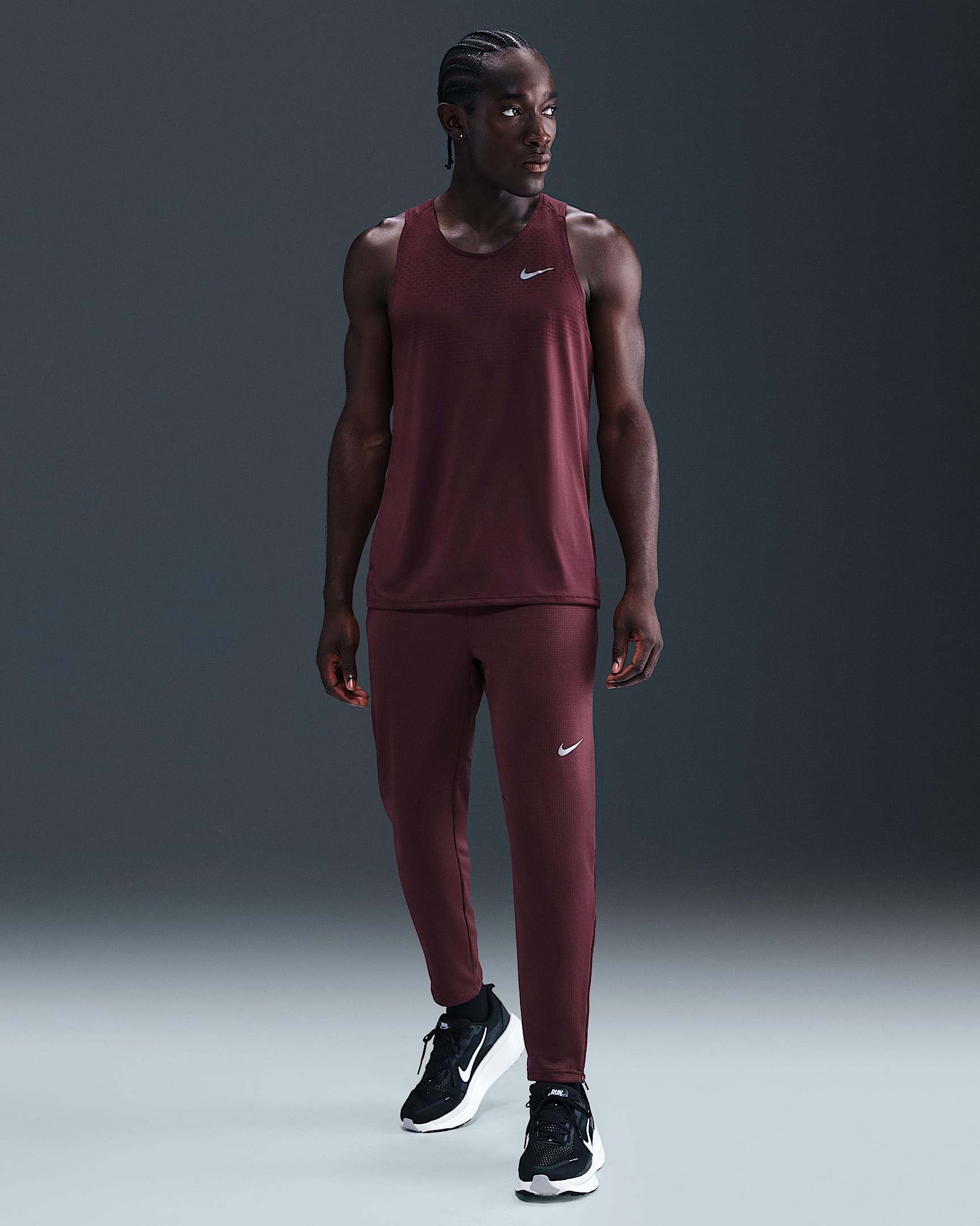 Nike Stride Men's Dri-FIT Knit Running Pants - Burgundy Crush