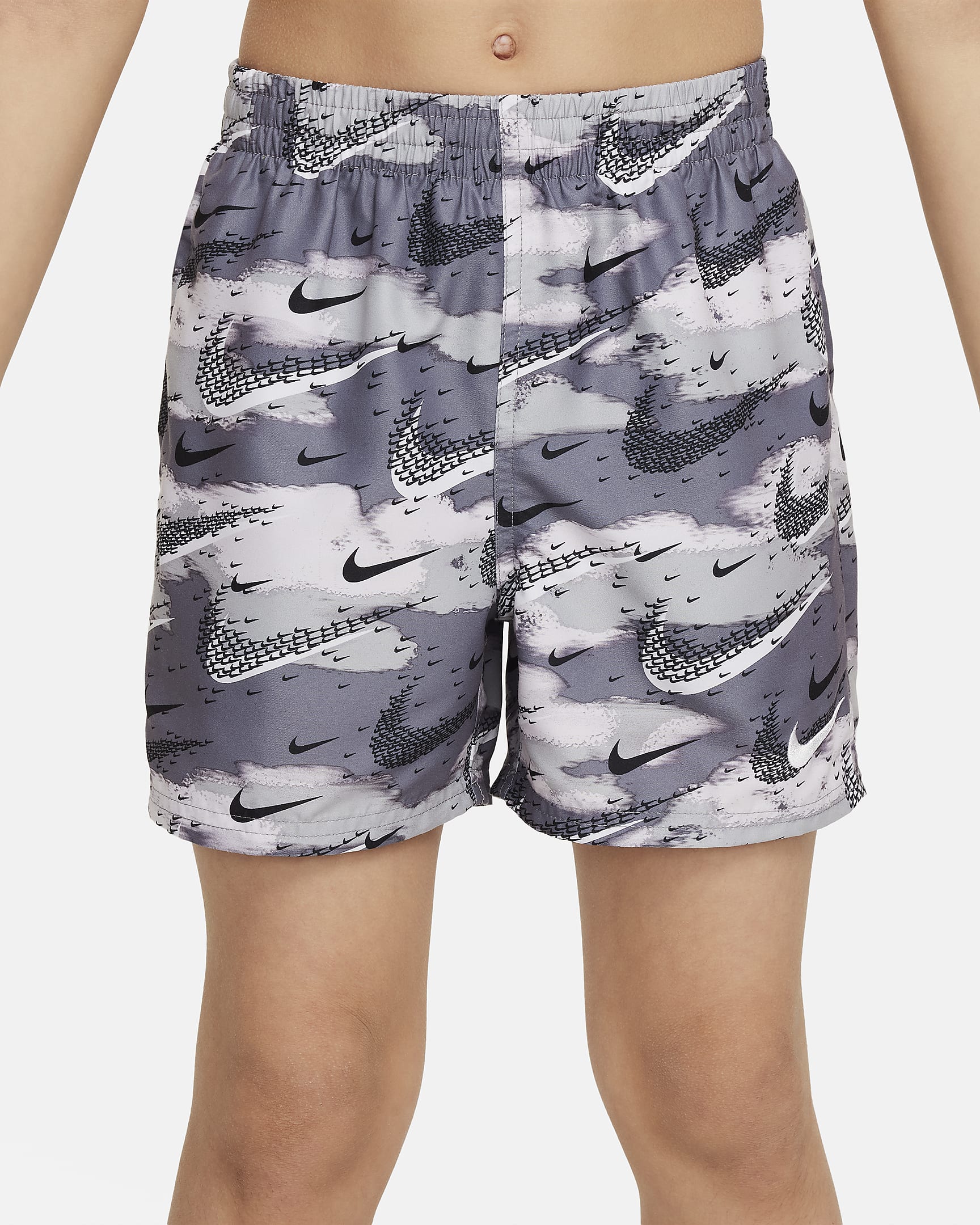 Nike Swim Flock Big Kids' (Boys') 4" Volley Shorts - Smoke Grey