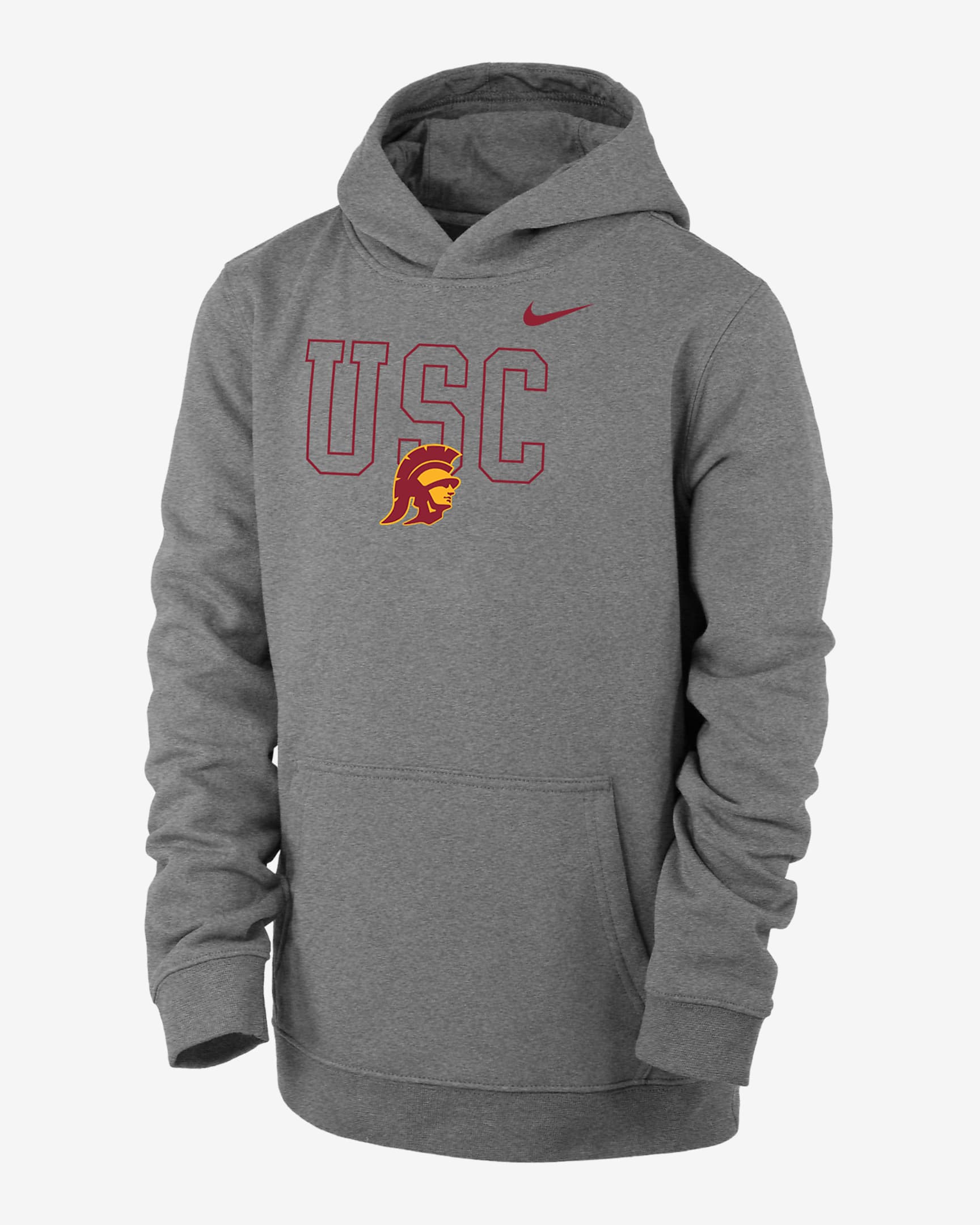 USC Club Fleece Big Kids' (Boys') Nike College Hoodie - Dark Grey Heather