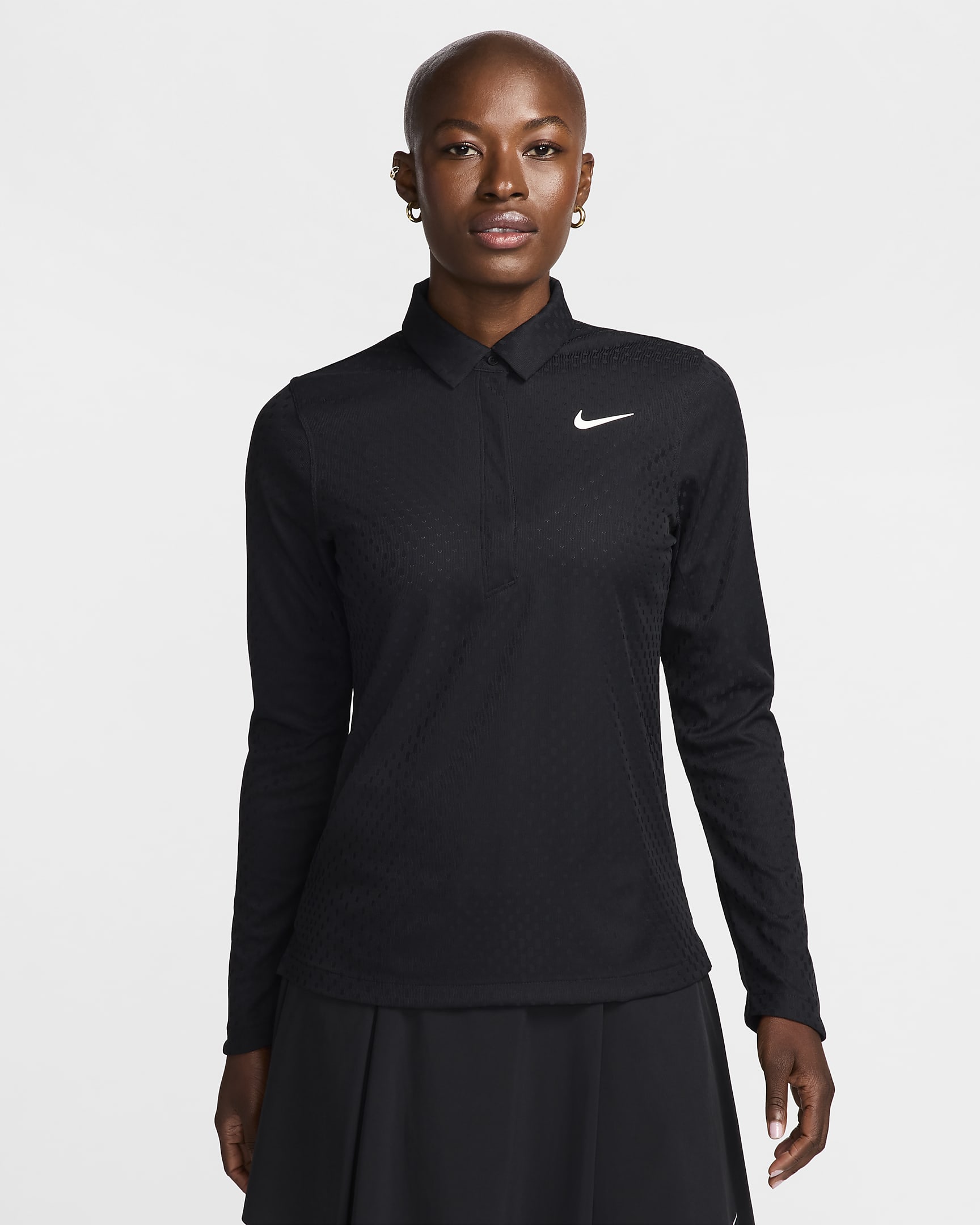 Nike Tour Women's Dri-FIT ADV Long-Sleeve Golf Polo - Black/White