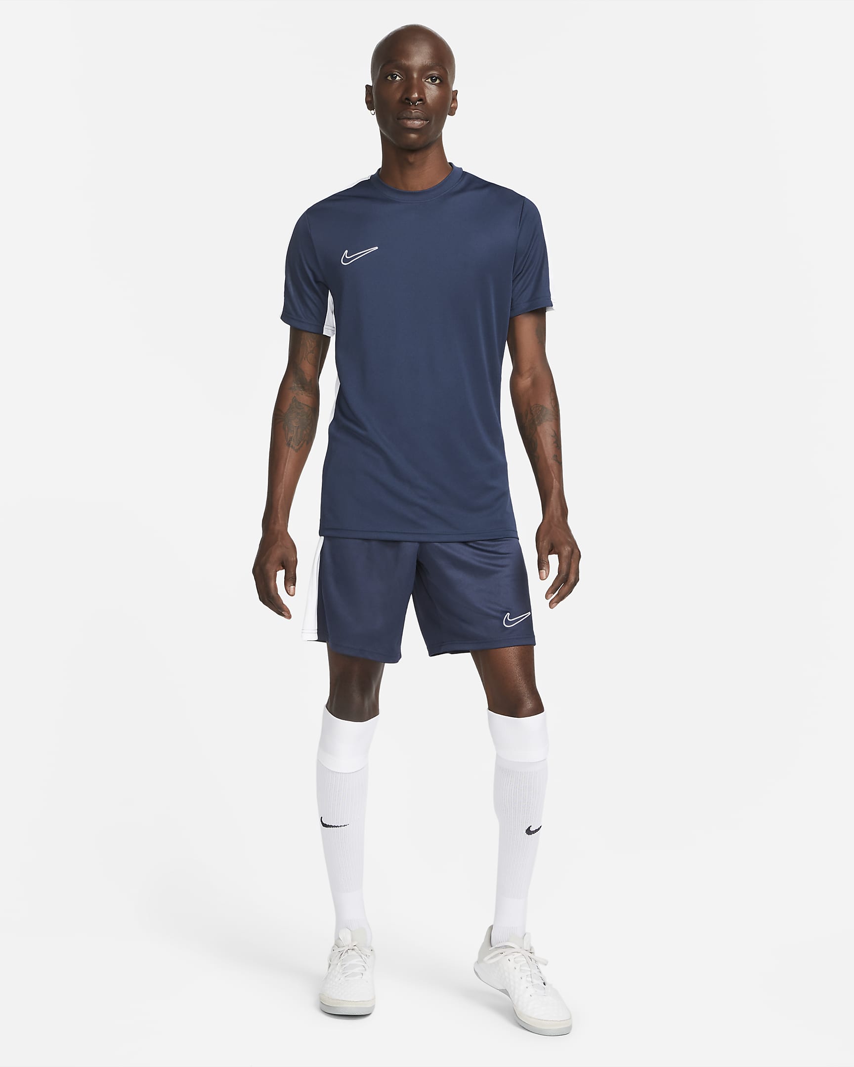 Męska koszulka piłkarska z krótkim rękawem Dri-FIT Nike Academy - Obsidian/Biel/Biel