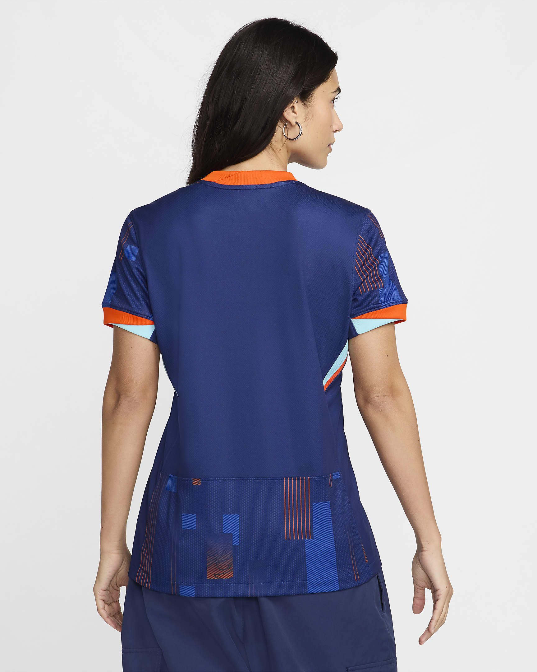 Maillot de foot replica Nike Dri-FIT Pays-Bas (Équipe féminine) 2024/25 Stadium Extérieur pour femme - Blue Void/Safety Orange/Copa/Blanc