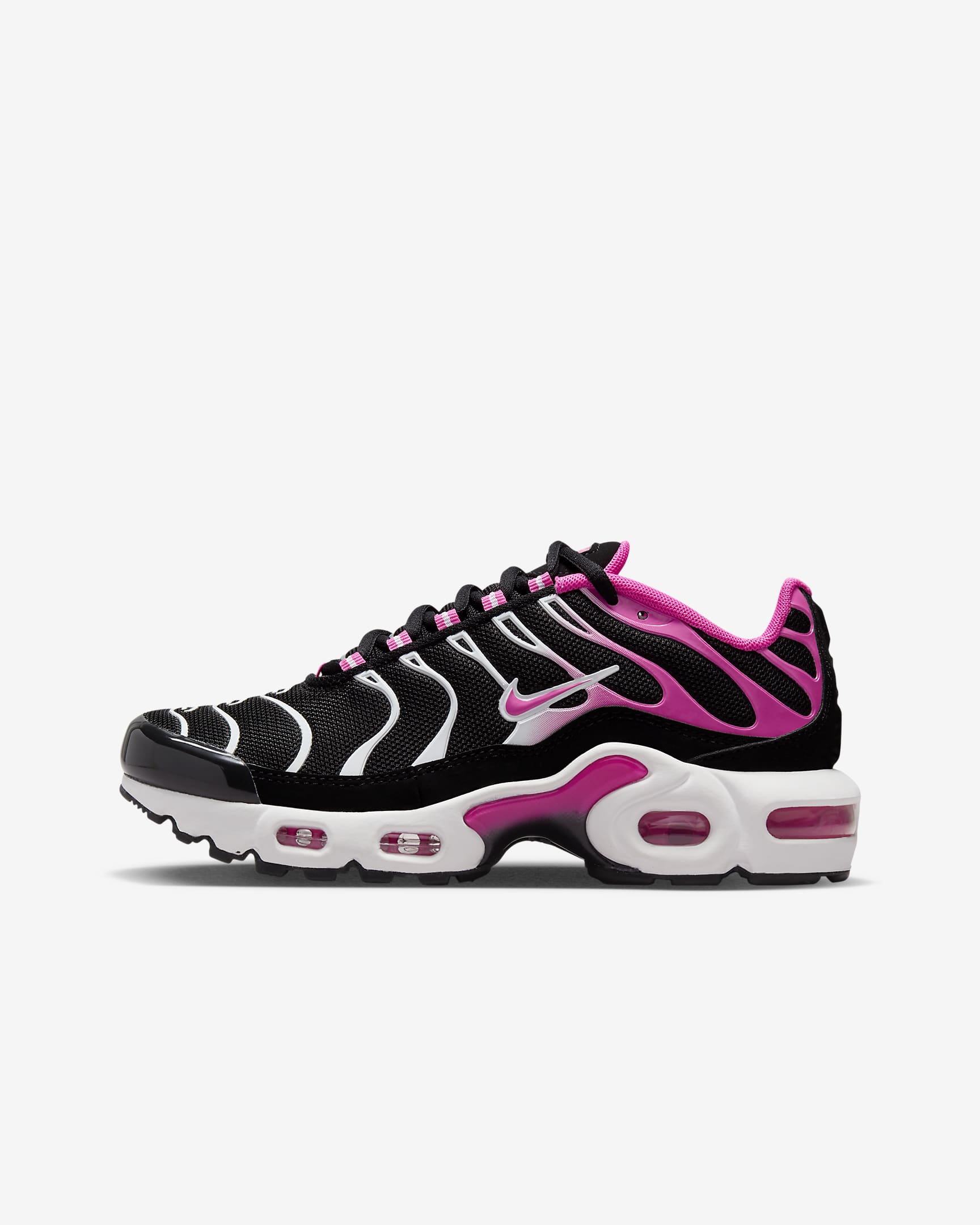 Nike Air Max Plus Genç Çocuk Ayakkabısı - Siyah/Beyaz/Laser Fuchsia