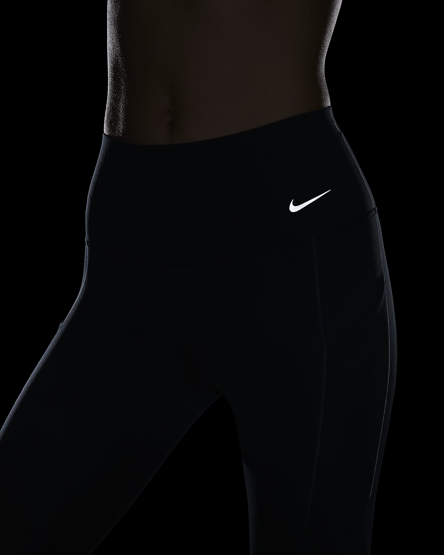 Nike Universa Women's Medium-Support High-Waisted 7/8 Leggings with Pockets - Armory Navy/Black