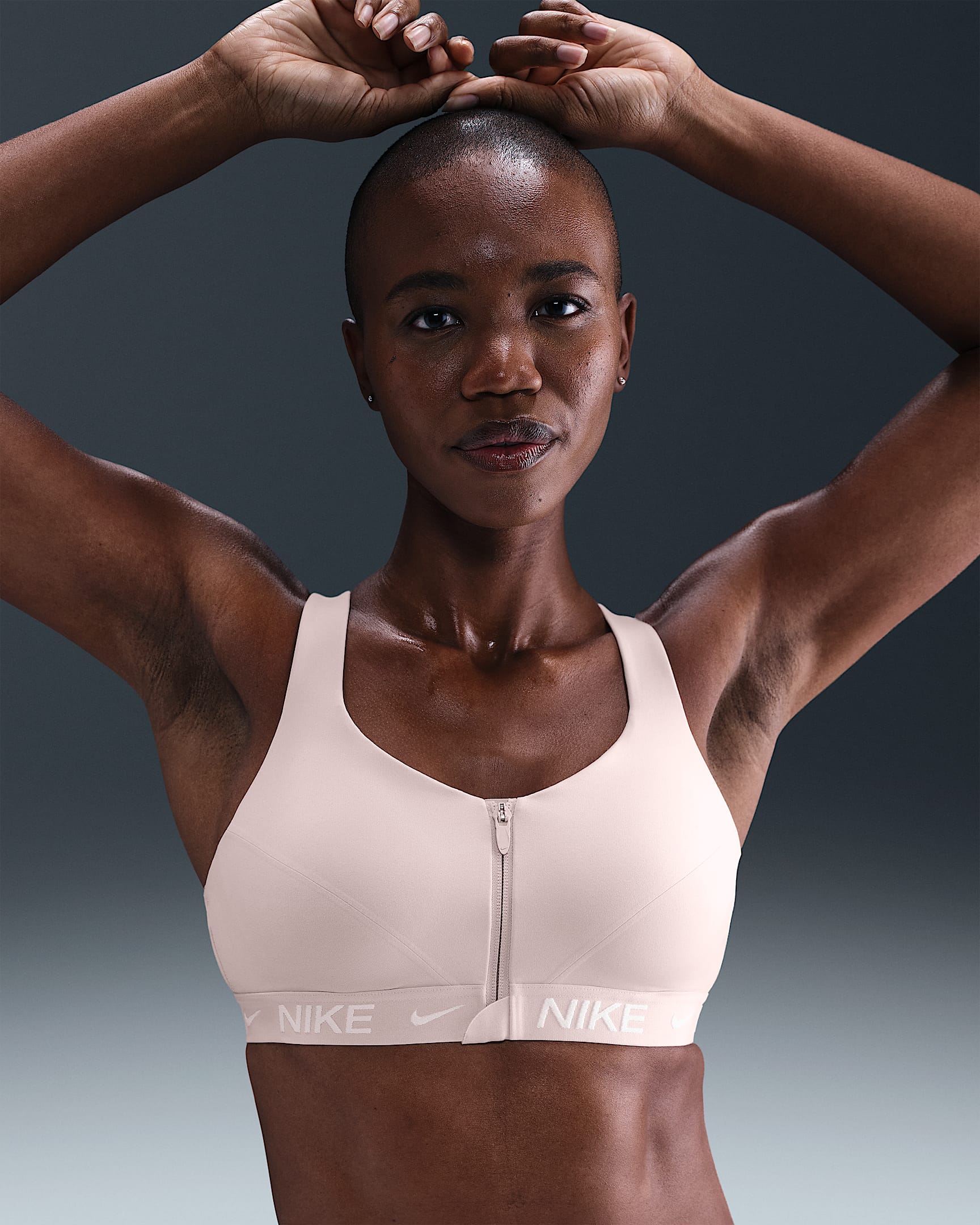 Nike Indy High-Support Women's Padded Front-Zip Sports Bra - Silt Red