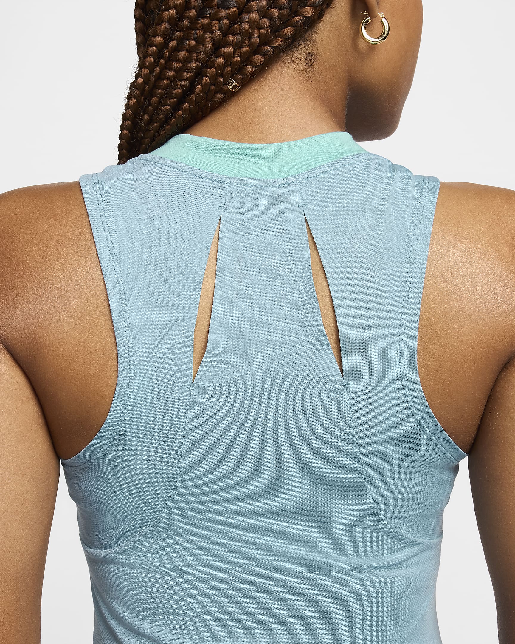 Débardeur de tennis Dri-FIT NikeCourt Advantage pour femme - Denim Turquoise/Green Frost/Blanc