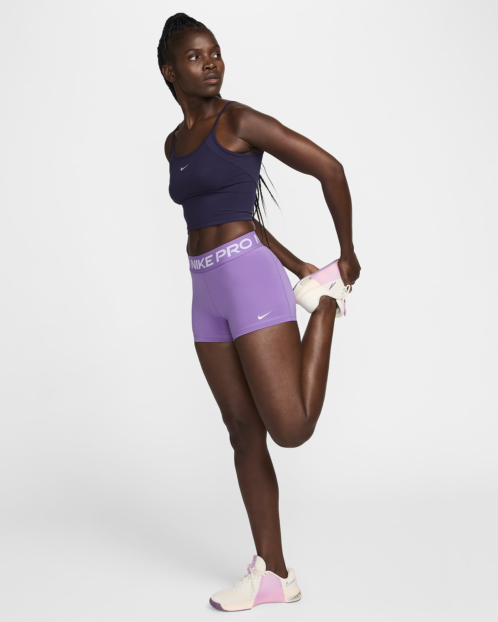 Nike Pro Women's 3" Shorts - Black Raspberry/White