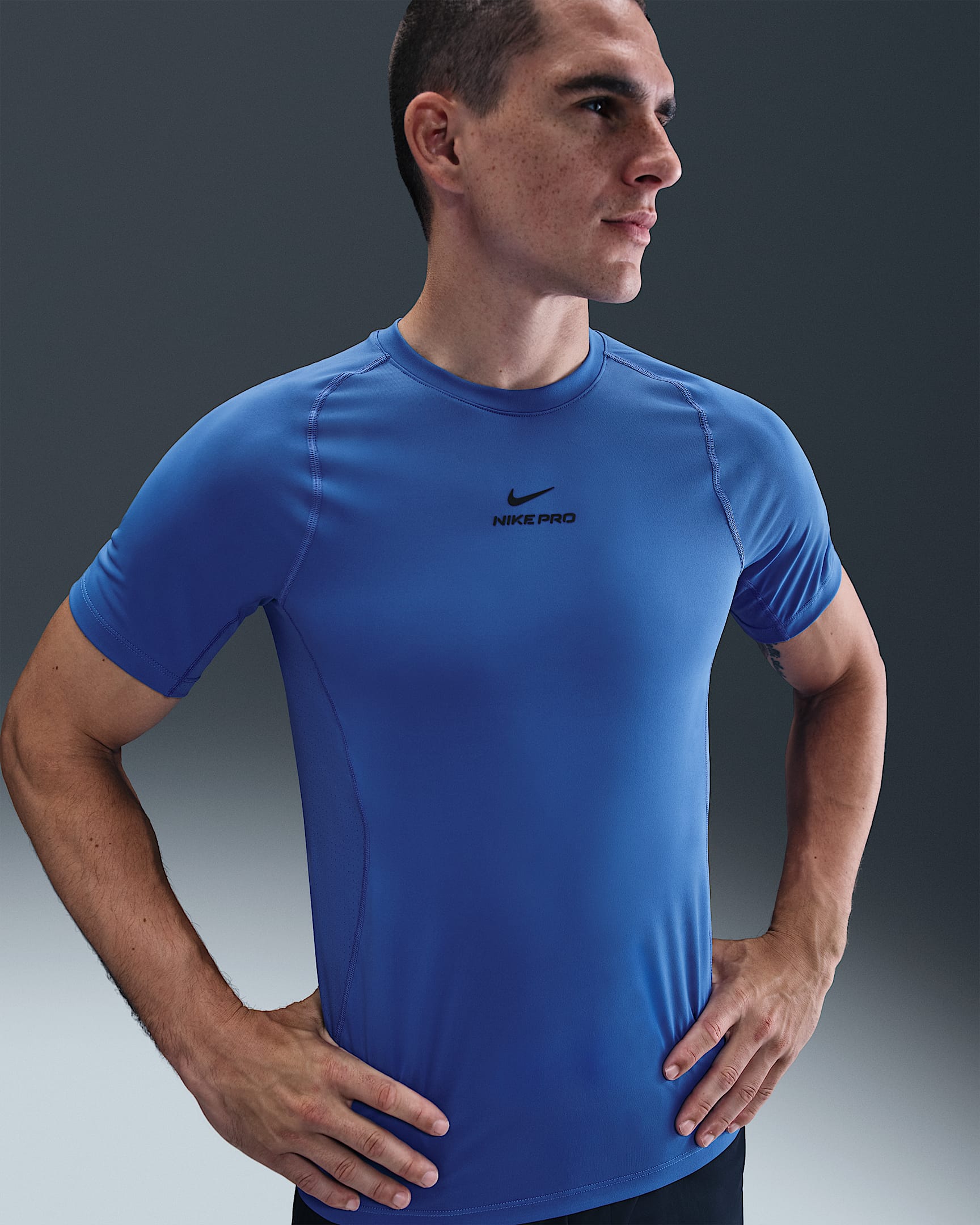 Nike Pro Training Men's Dri-FIT Short-Sleeve Top - Comet Blue/Black