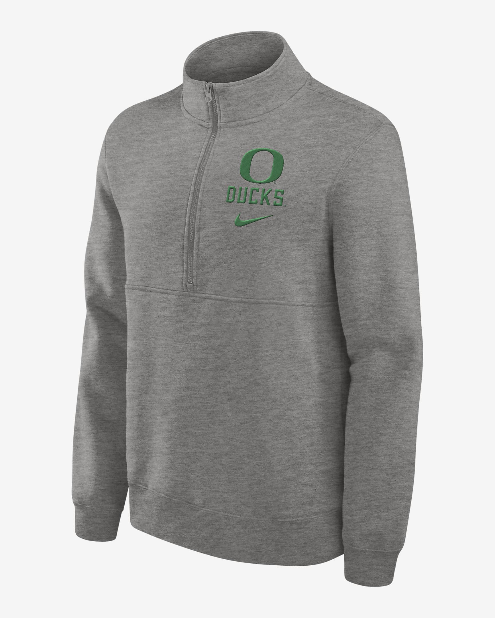 Oregon Ducks Primetime Club Men's Nike College 1/2-Zip Crew - Grey Heather