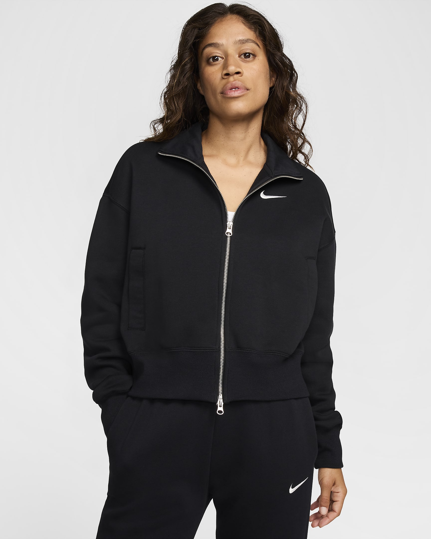 Veste de survêtement oversize Nike Sportswear Phoenix Fleece pour femme - Noir/Sail