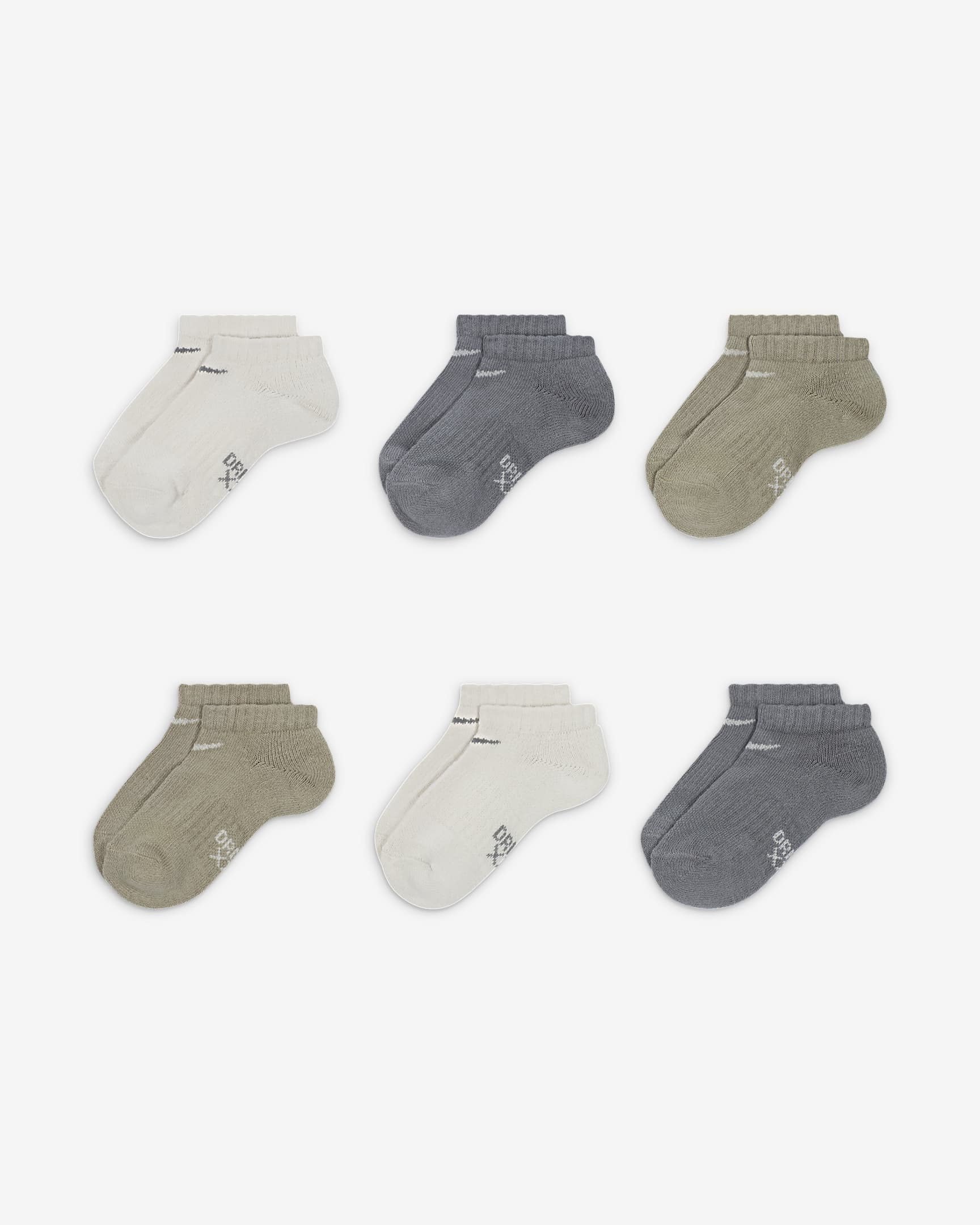 Nike Dri-FIT Performance Basics Little Kids' Low-Cut Socks (6 Pairs) - Light Bone