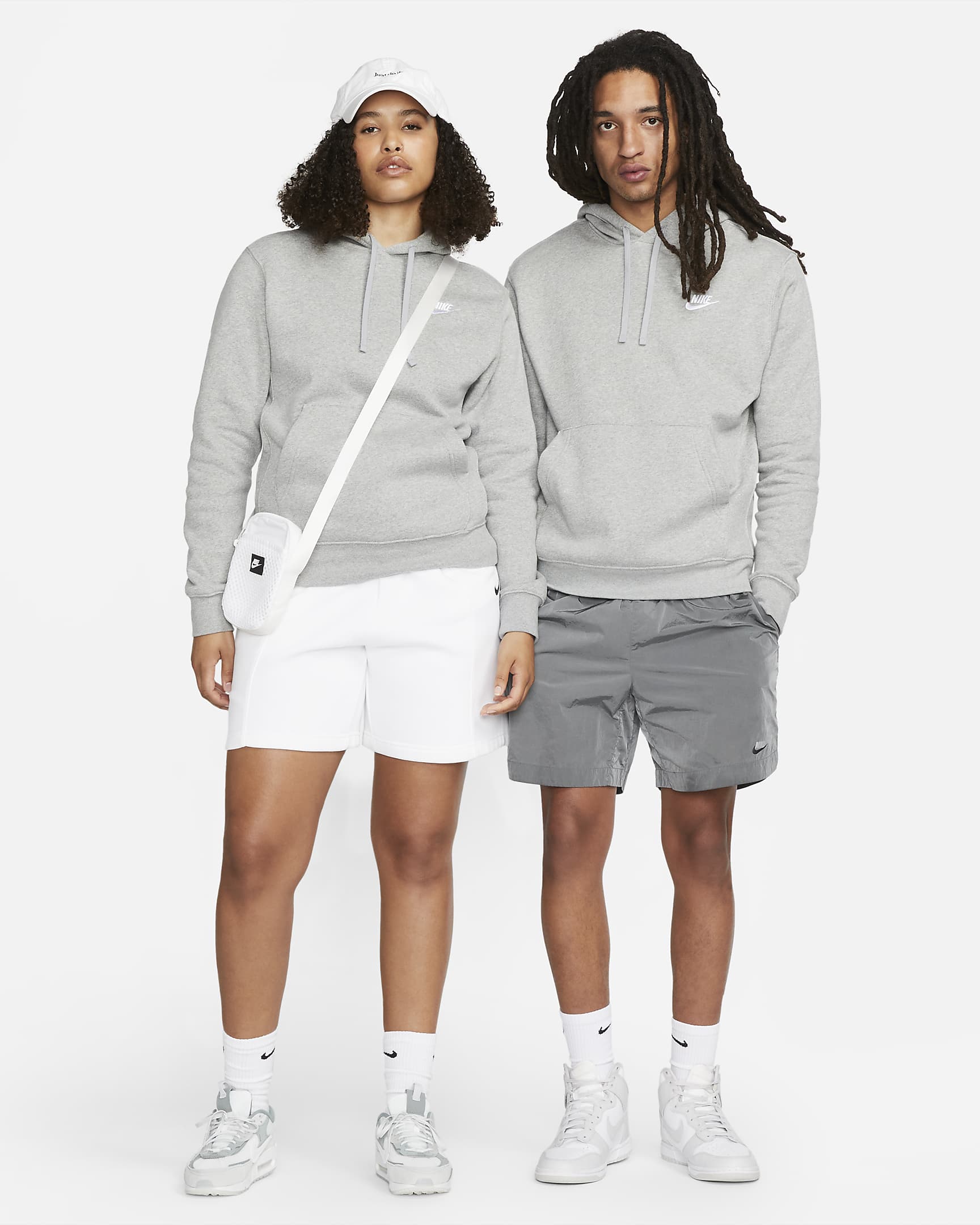 Nike Sportswear Club Fleece Hoodie - Dark Grey Heather/Matte Silver/Wit