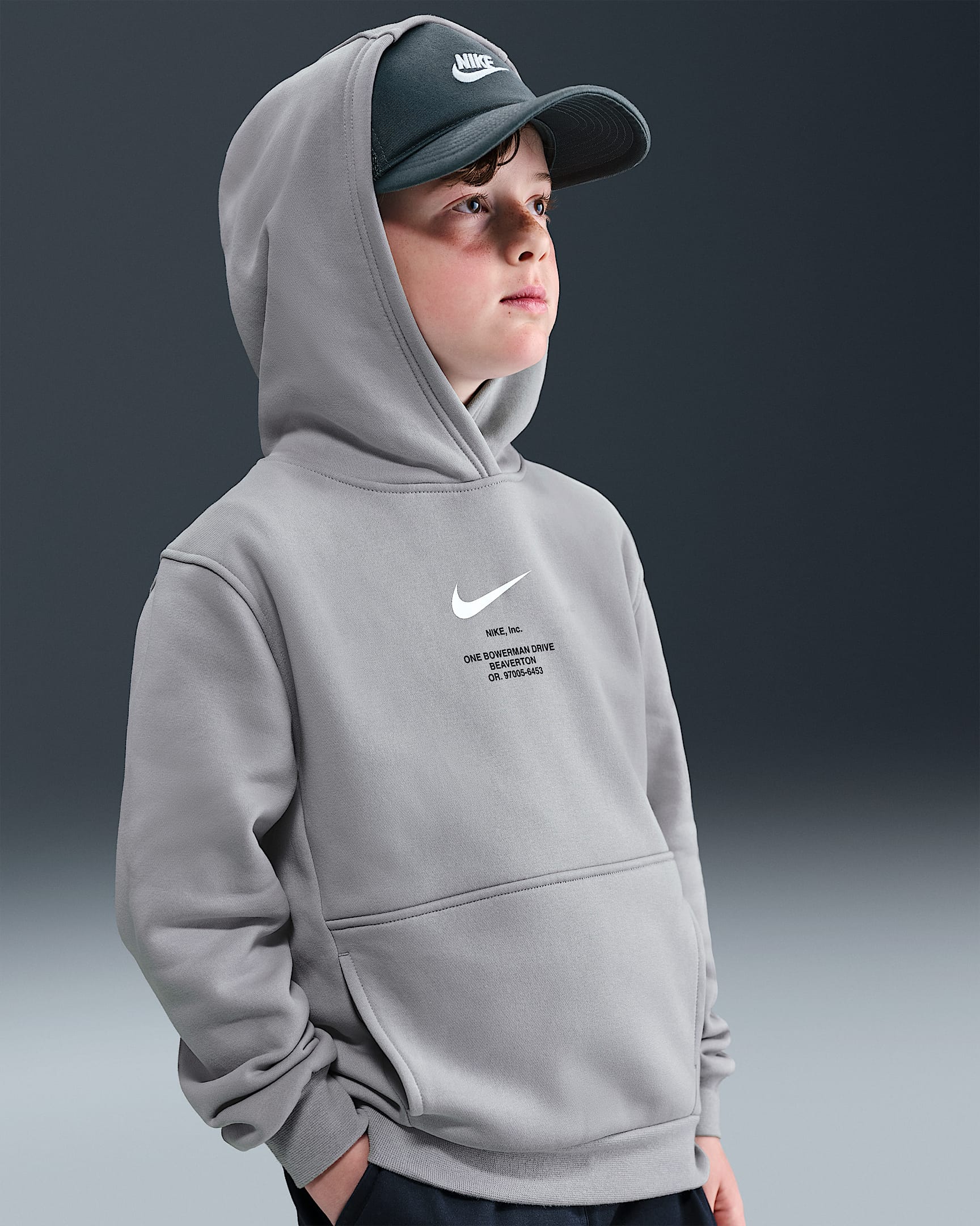 Sweat à capuche Nike Sportswear Club Fleece pour Garçon plus âgé - Light Smoke Grey/Blanc