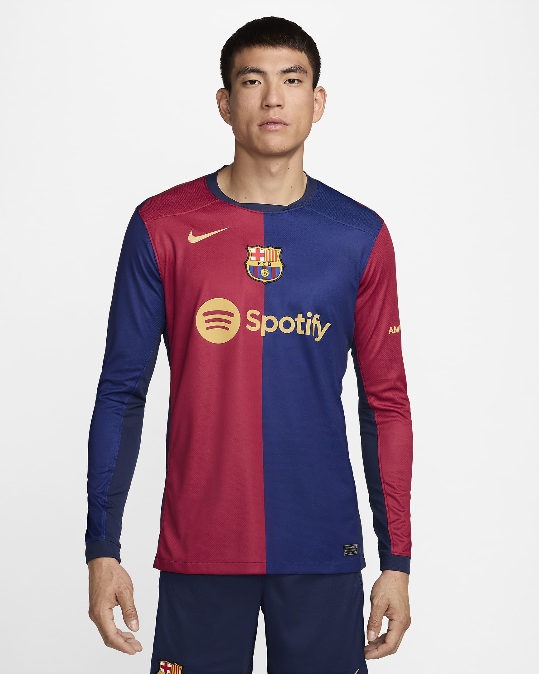 FC Barcelona 2024/25 Stadium Home Men's Nike Dri-FIT Soccer Replica Long-Sleeve Jersey - Deep Royal Blue/Noble Red/Midnight Navy/Club Gold