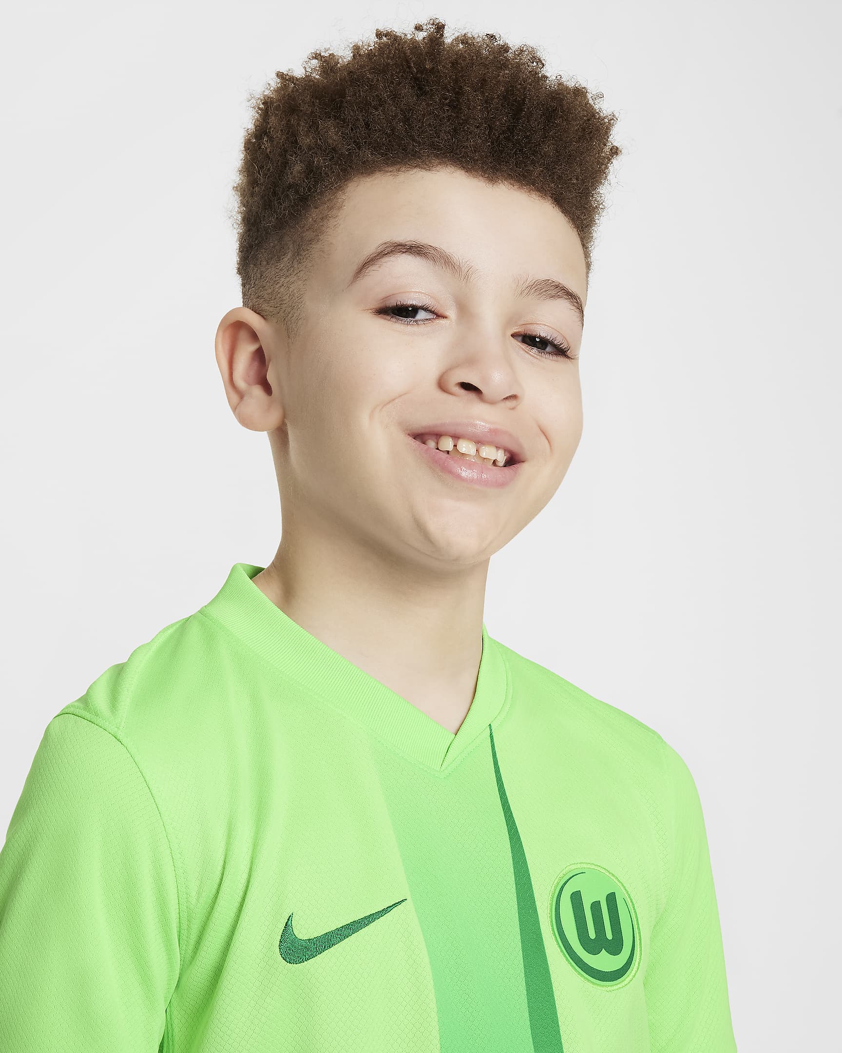 VfL Wolfsburg 2024/25 Stadium Home Older Kids' Nike Dri-FIT Football Replica Shirt - Sub Lime/Lucky Green/Sub Lime