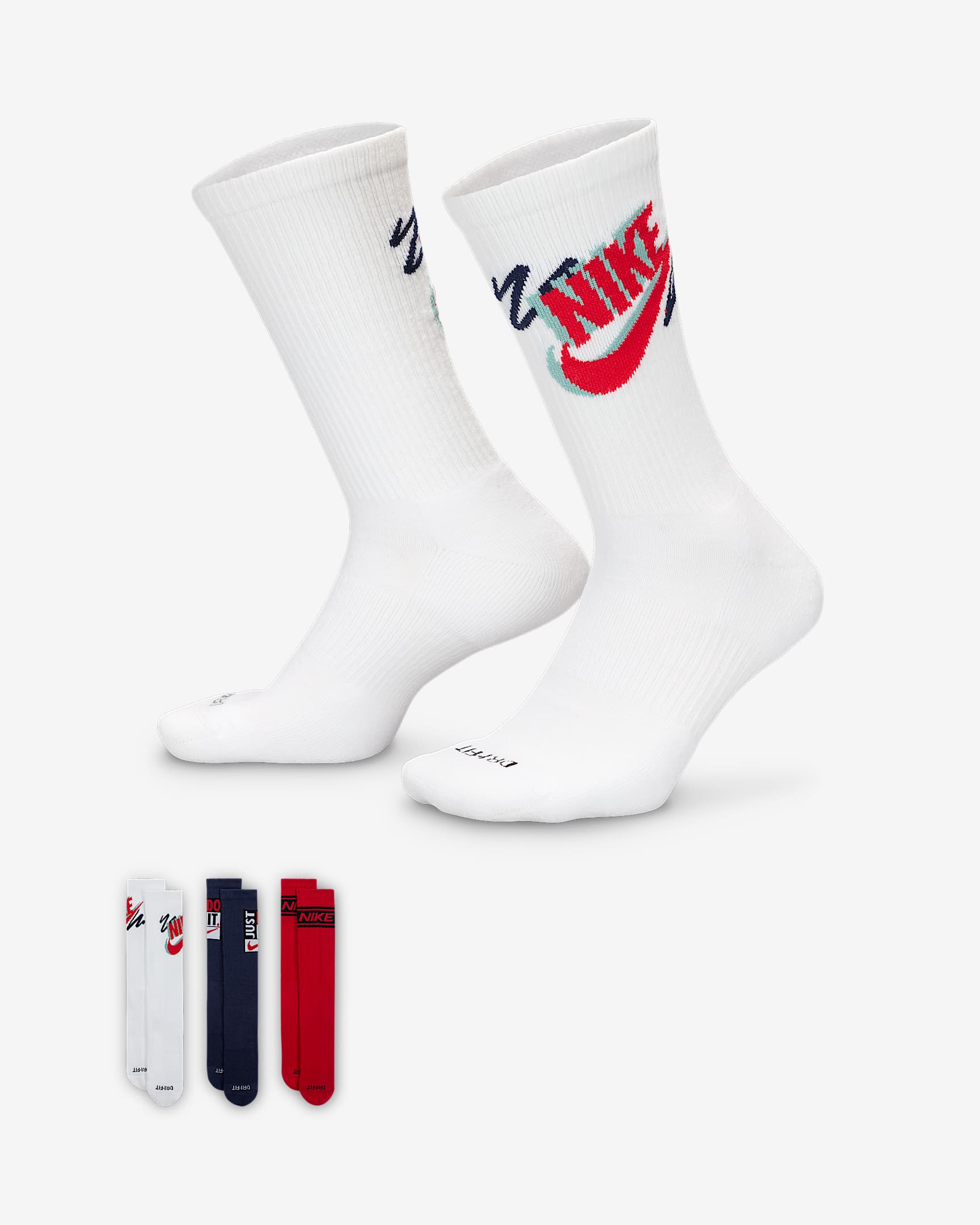 Nike Everyday Plus Crew-Socken (3 Paar) - Multi-Color