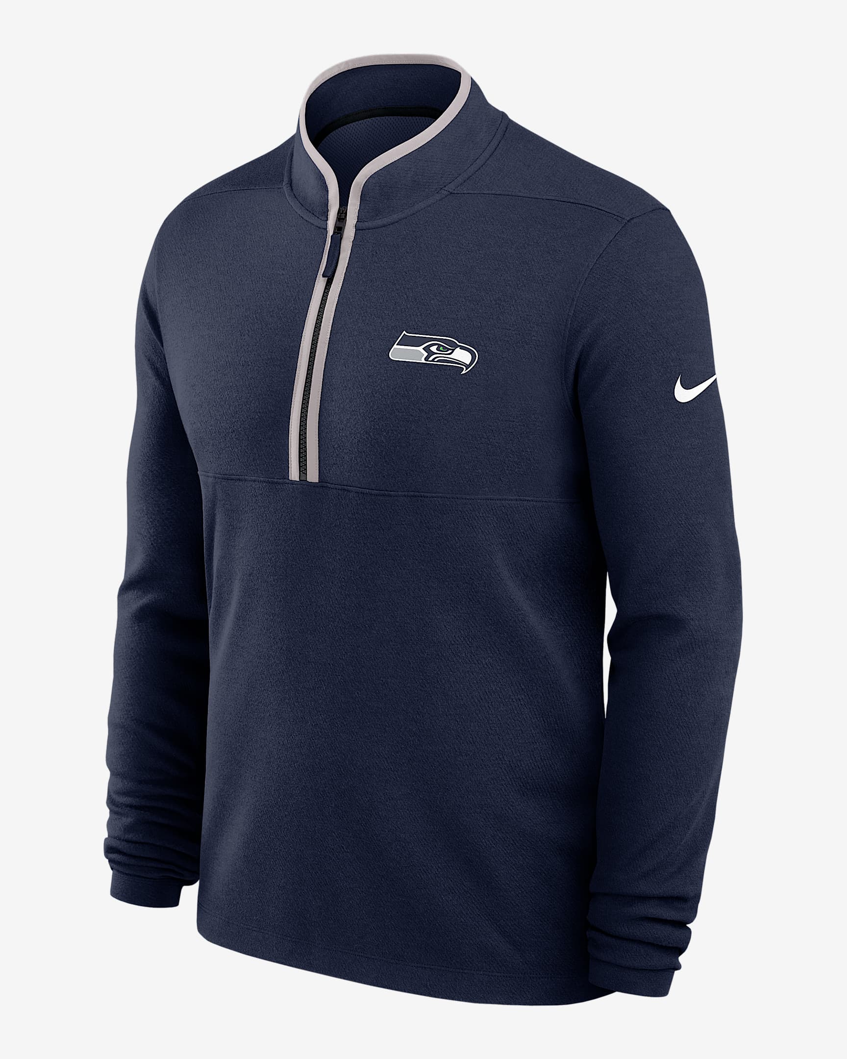 Seattle Seahawks Logo Victory Men's Nike Dri-FIT NFL 1/2-Zip Long-Sleeve Top - Navy