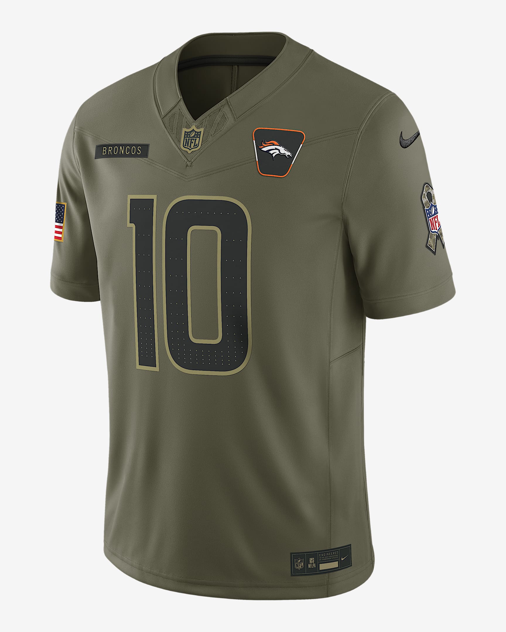 Bo Nix Denver Broncos Salute to Service Men's Nike Dri-FIT NFL Limited Jersey - Olive