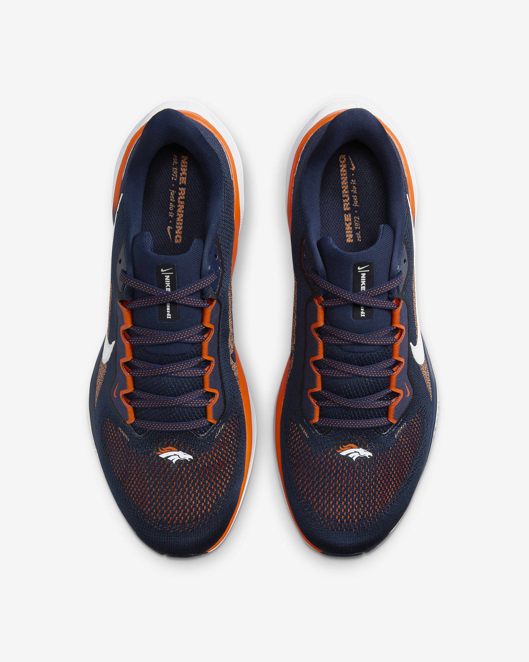 Tenis de correr en pavimento para hombre Nike Pegasus 41 NFL Denver Broncos - Azul marino universitario/Blanco/Naranja brillante/Blanco