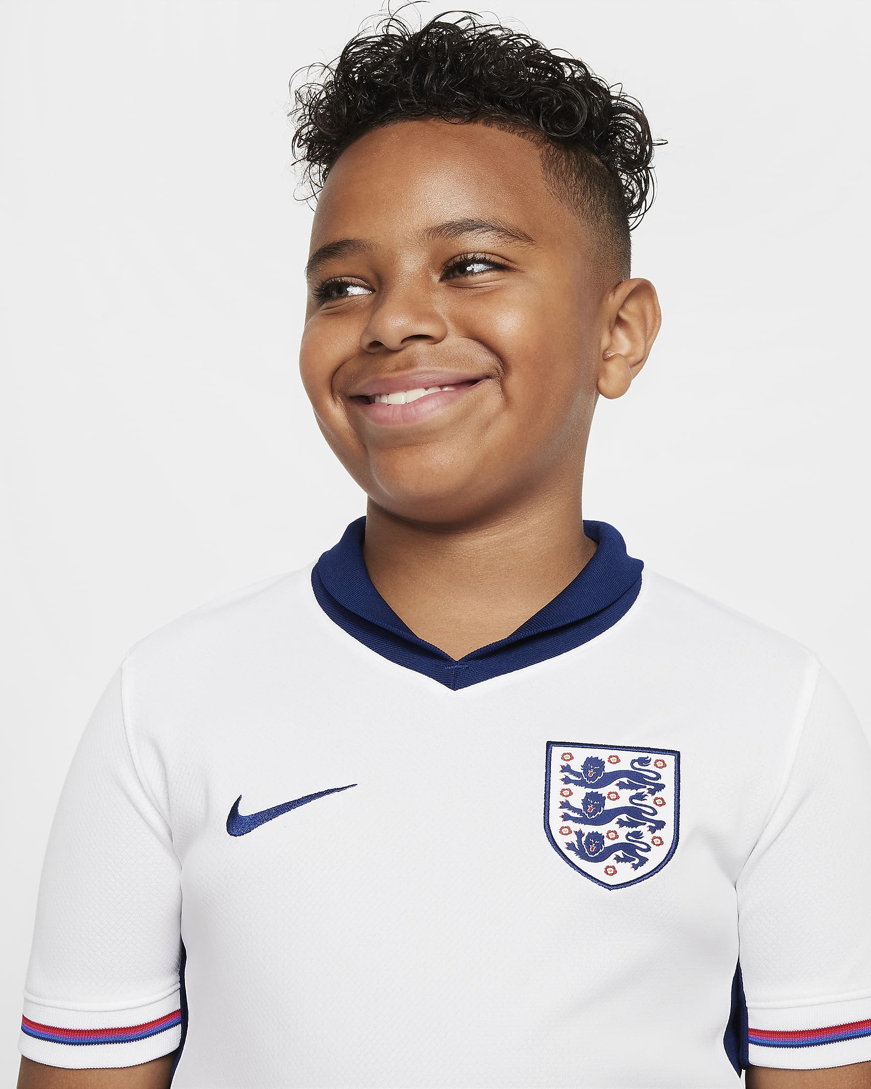 England (Women's Team) 2024/25 Stadium Home Older Kids' Nike Dri-FIT Football Replica Shirt - White/White/Blue Void