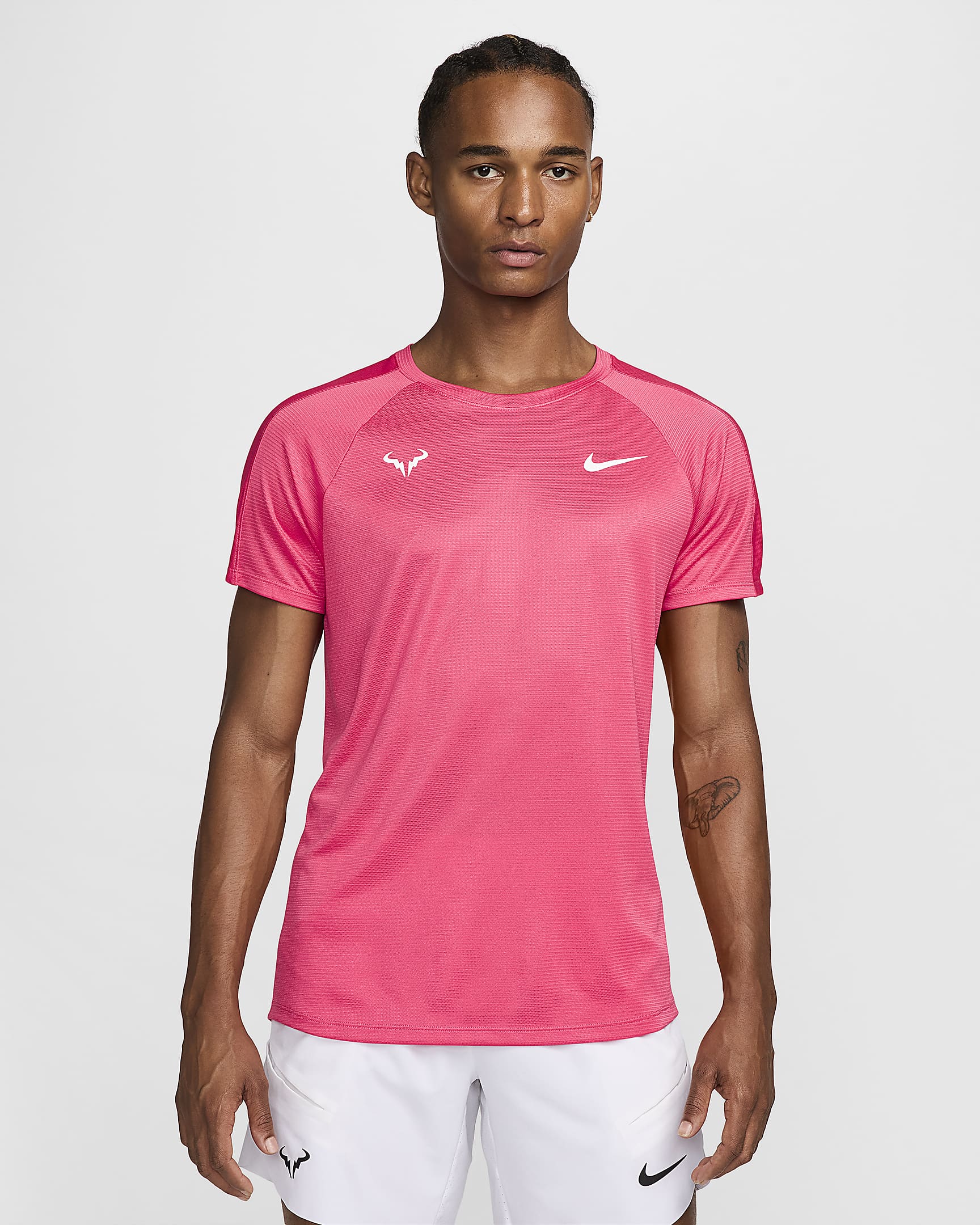 Rafa Challenger Nike Dri-FIT kortermet tennistrøye til herre - Aster Pink/Hvit