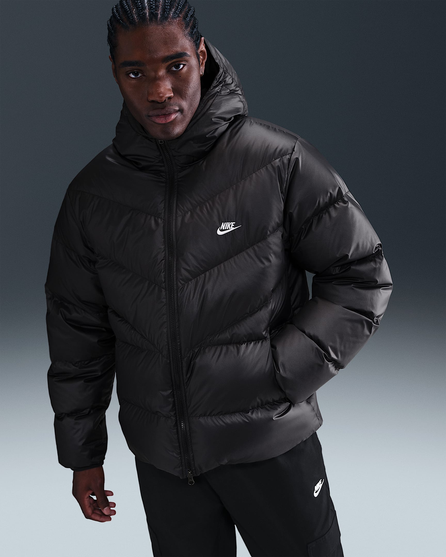 Casaco com enchimento Statement Nike Windrunner para homem - Preto/Preto/Branco