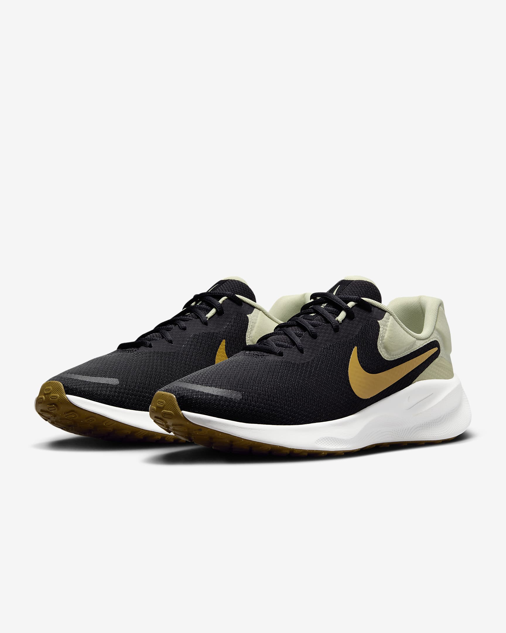 Nike Revolution 7 Men's Road Running Shoes - Black/Olive Aura/Summit White/Bronzine